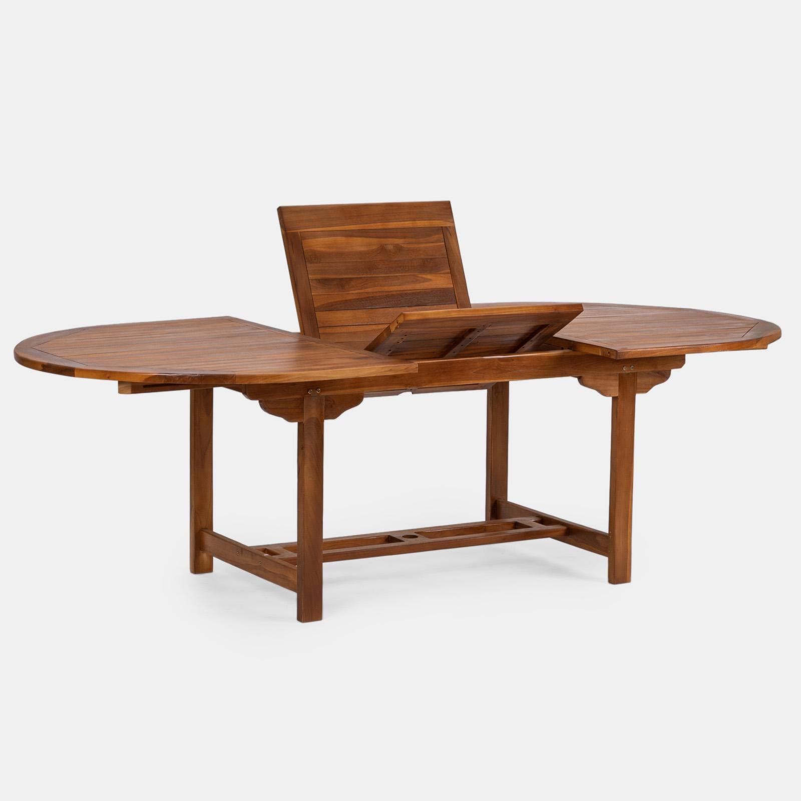Set pranzo tavolo ovale allungabile 180/240x120 cm e 6 sedie in legno teak - Louis