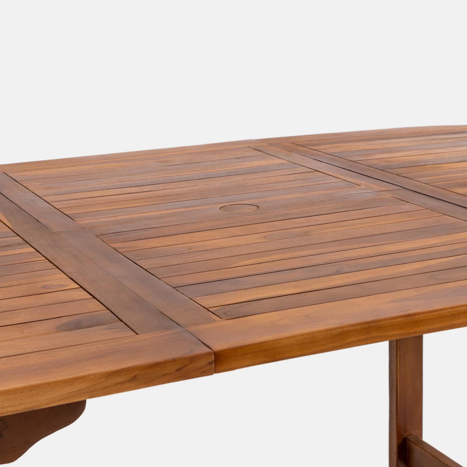 Set pranzo tavolo ovale allungabile 180/240x120 cm e 6 sedie in legno teak - Louis