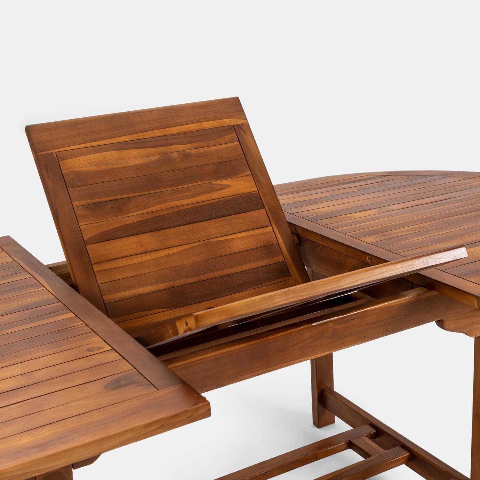 Set pranzo tavolo ovale allungabile 180/240x120 cm e 6 sedie in legno teak - Louis