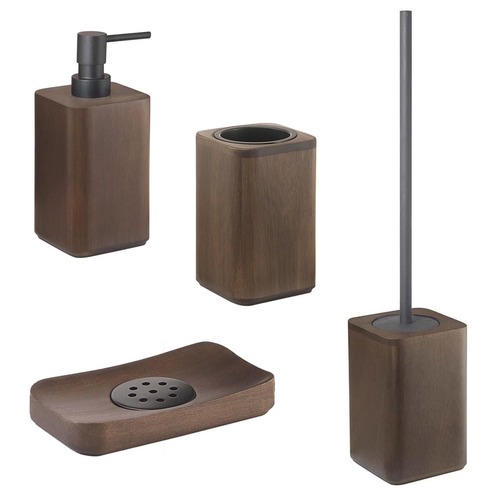 Set 4 accessori appoggio in resina e bambù - Dafne di Gedy