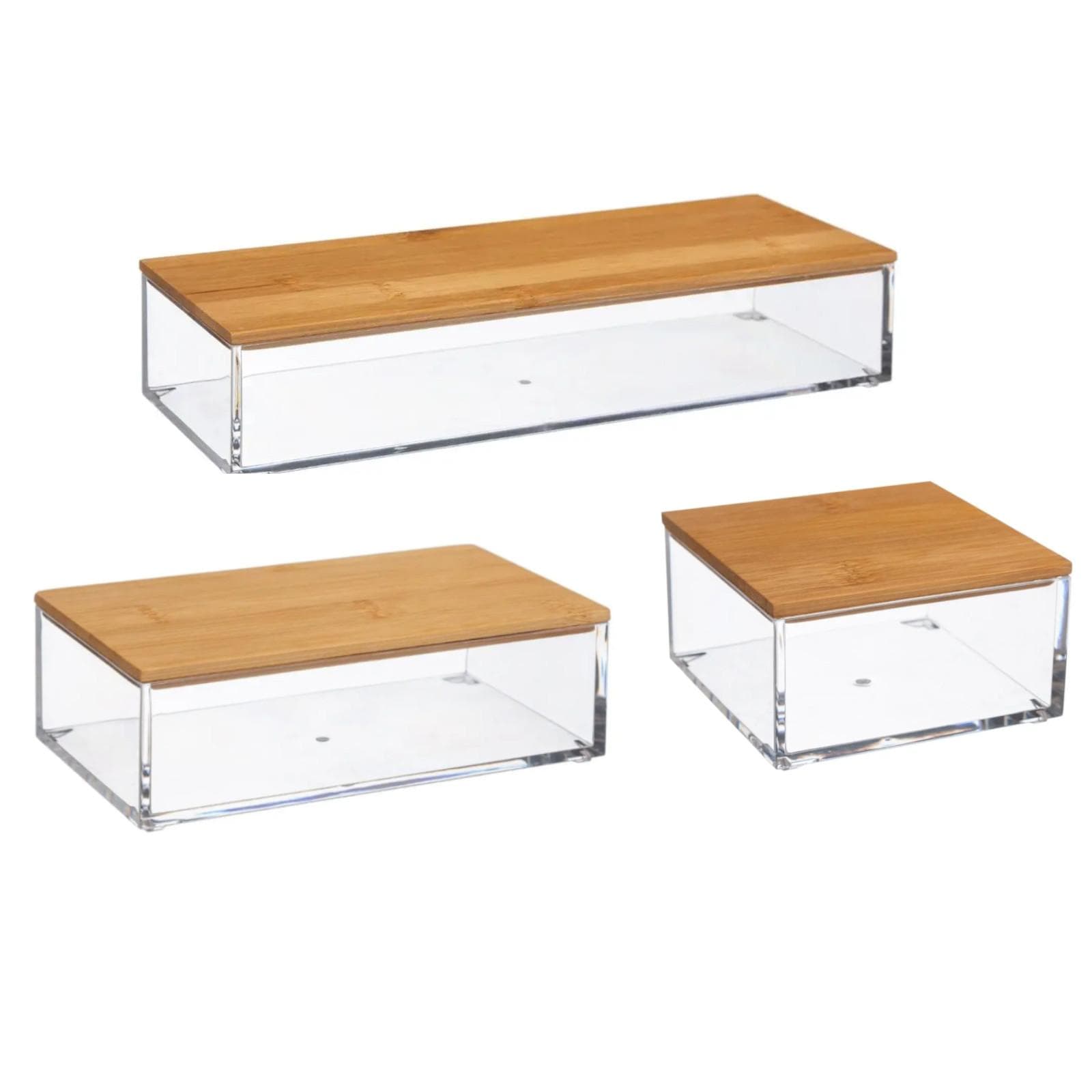 Set di 3 scatole portaoggetti con coperchio in bambù - Belive