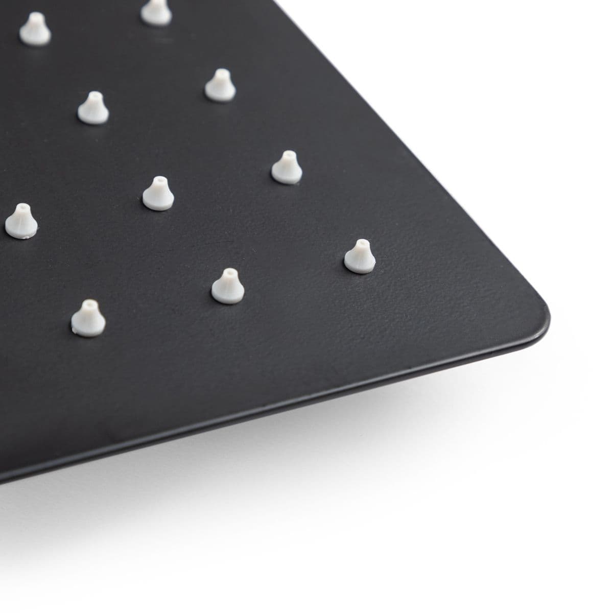 Set doccia con soffione 40x30 cm, braccio quadrato 40 cm e kit doccino nero opaco
