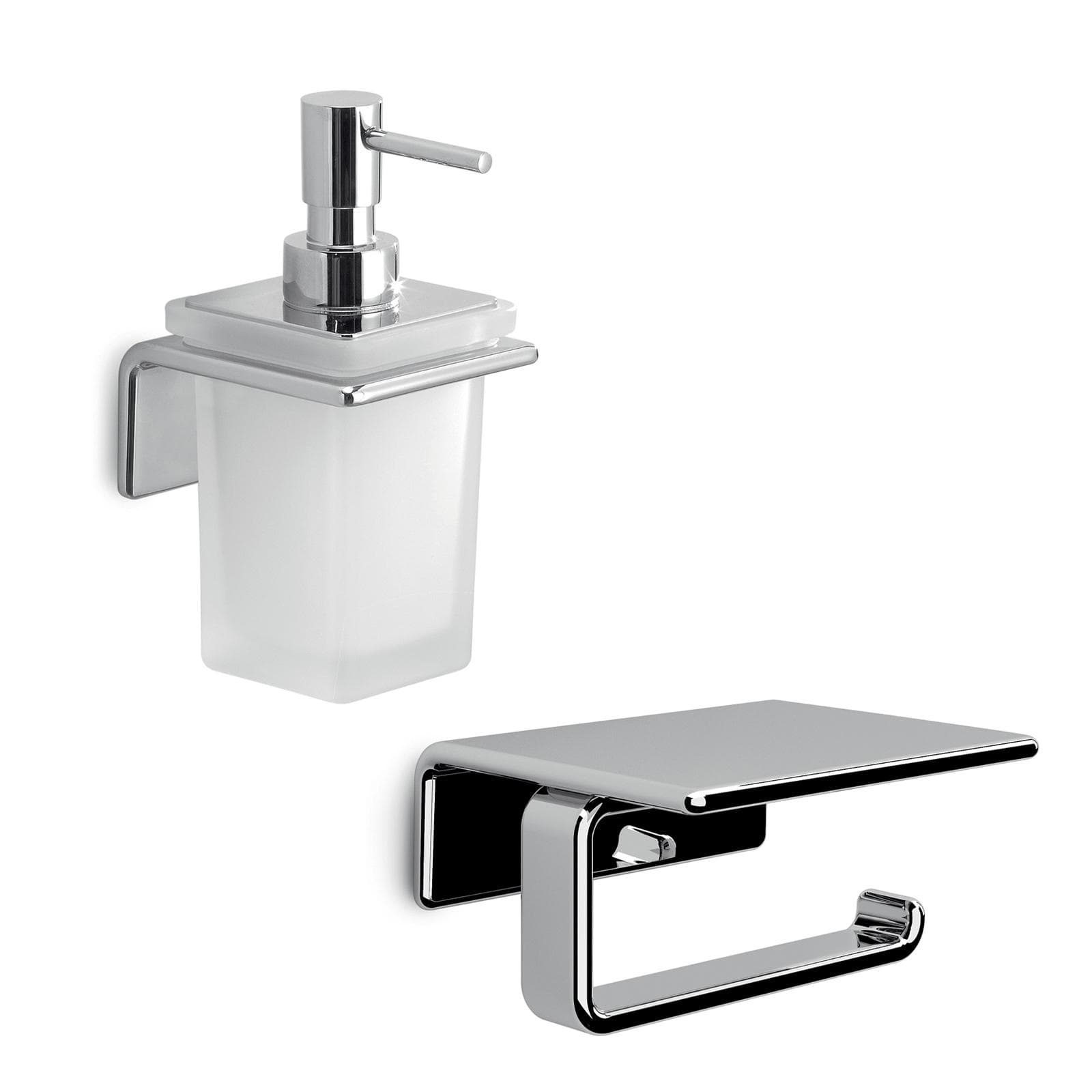 Set dosasapone e portarotolo coperto a muro in acciaio inox cromo - Il Giglio di Gedy
