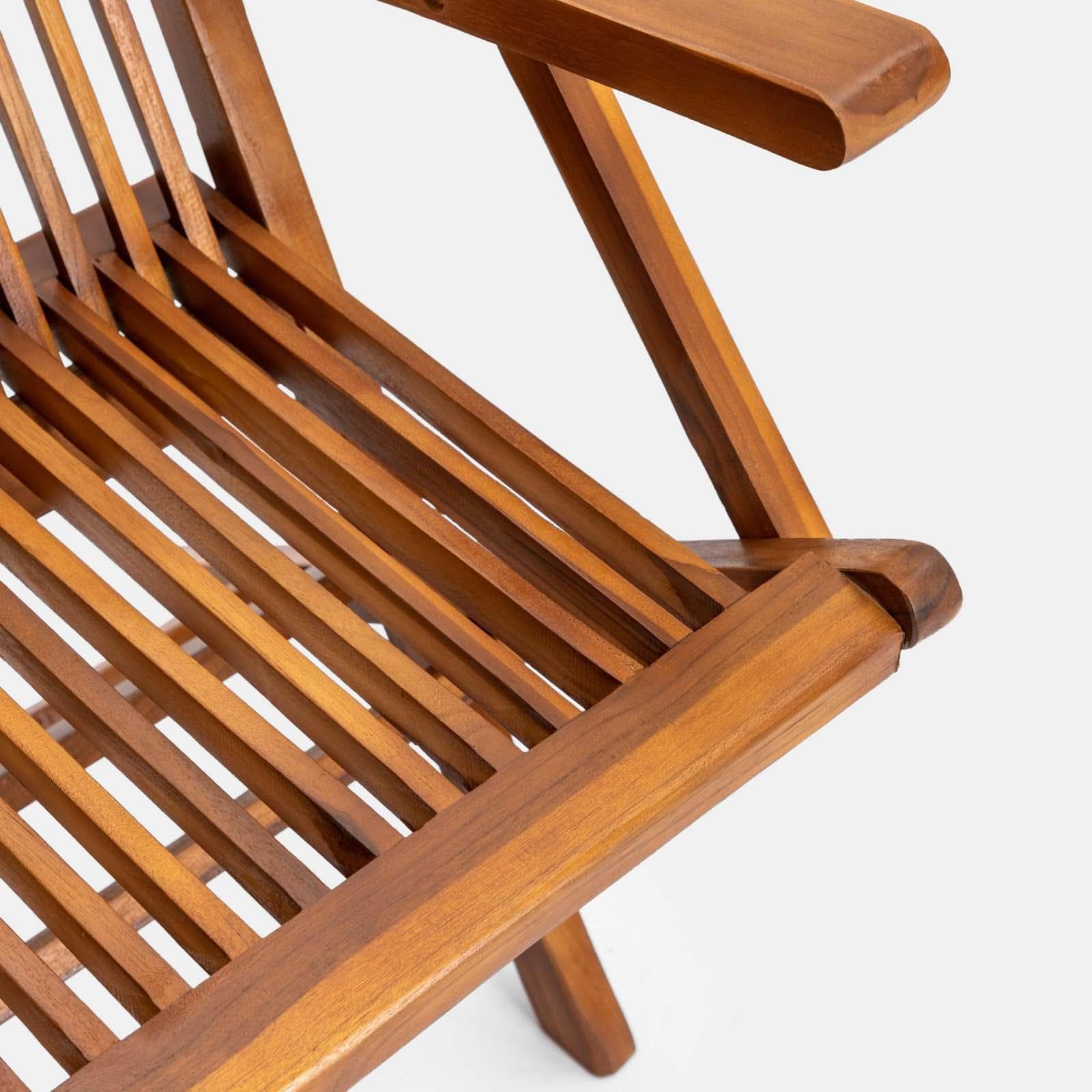 Set pranzo tavolo 80x80 cm e 4 sedie con braccioli in legno teak - Louis