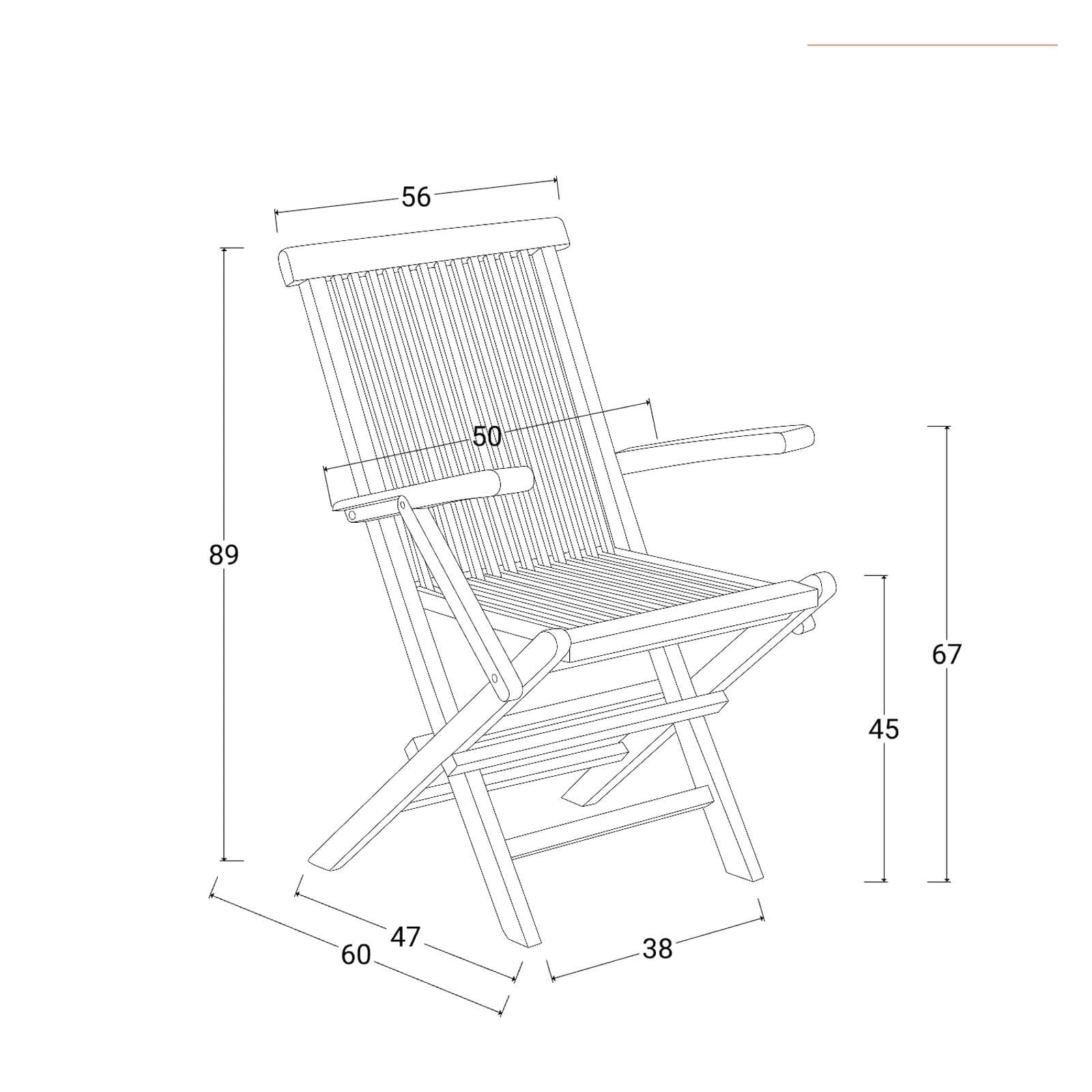 Set pranzo tavolo 80x80 cm e 4 sedie con braccioli in legno teak - Louis