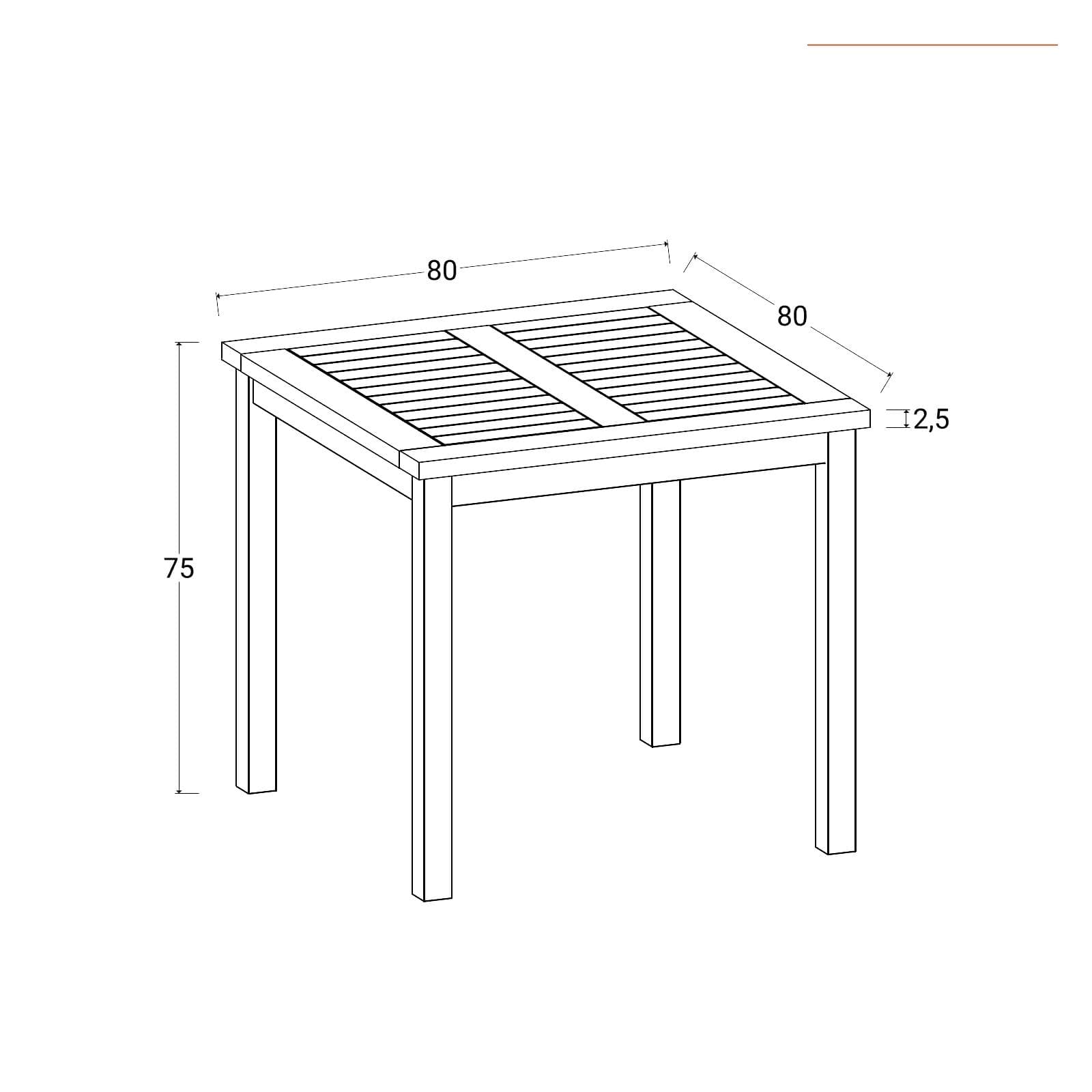 Set pranzo tavolo 80x80 cm e 4 sedie con braccioli in legno teak - Louis