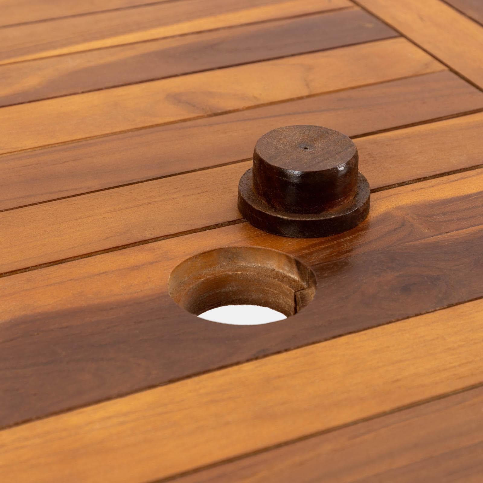 Set pranzo tavolo 120/170x120 cm e 4 sedie pieghevoli in legno teak - Louis