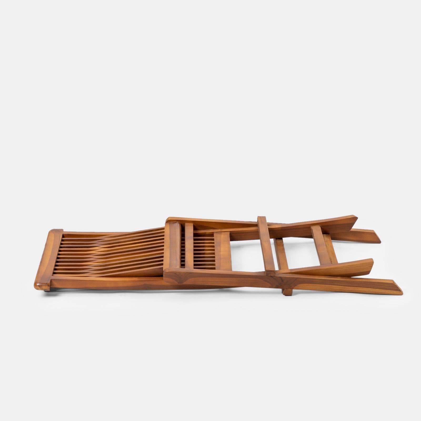 Set pranzo tavolo 120/170x120 cm e 4 sedie pieghevoli in legno teak - Louis