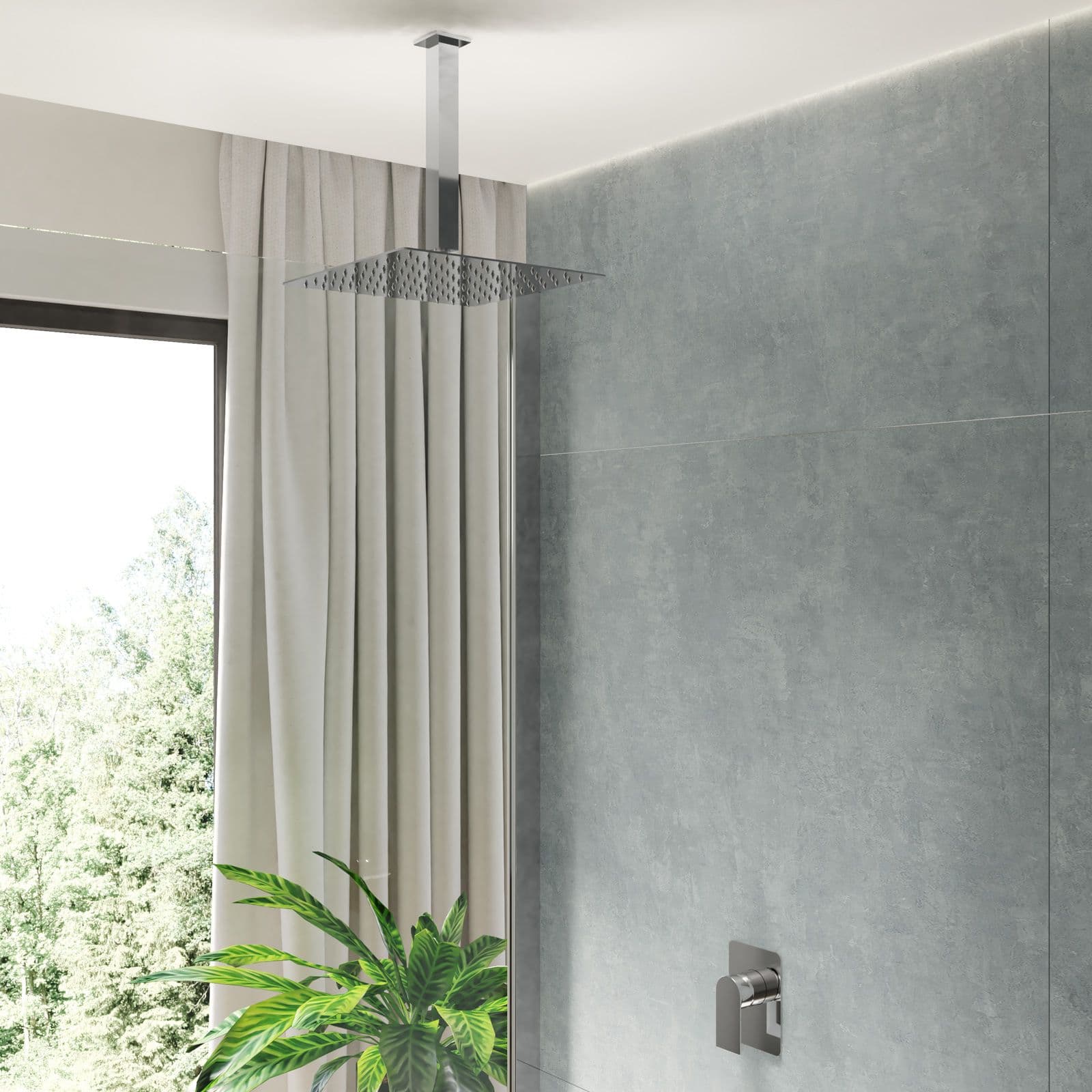 Set incasso doccia con braccio a soffitto 20 cm e soffione 25x25 cm cromo – Iota
