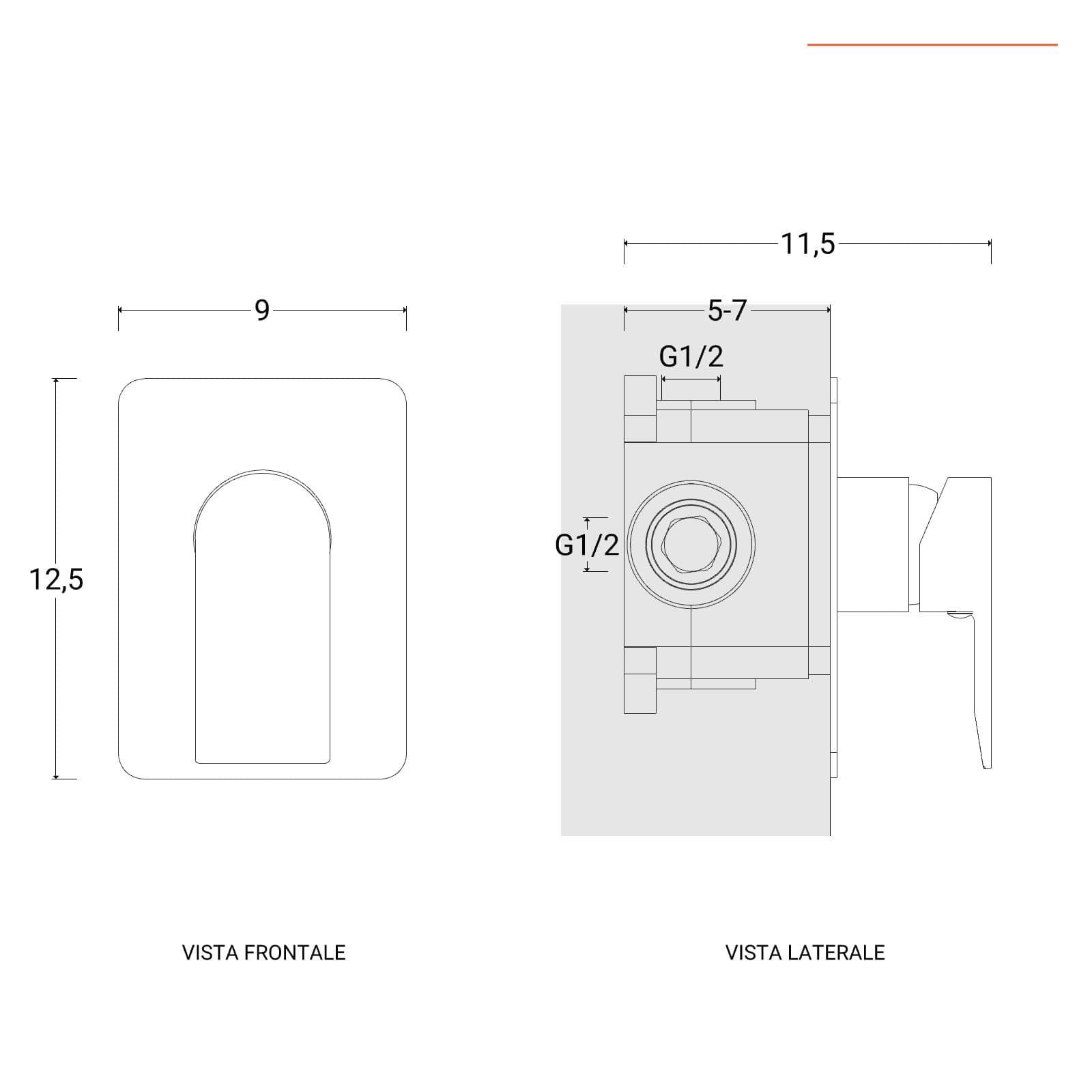 Set incasso doccia con braccio a soffitto 20 cm e soffione 25x25 cm nero – Iota