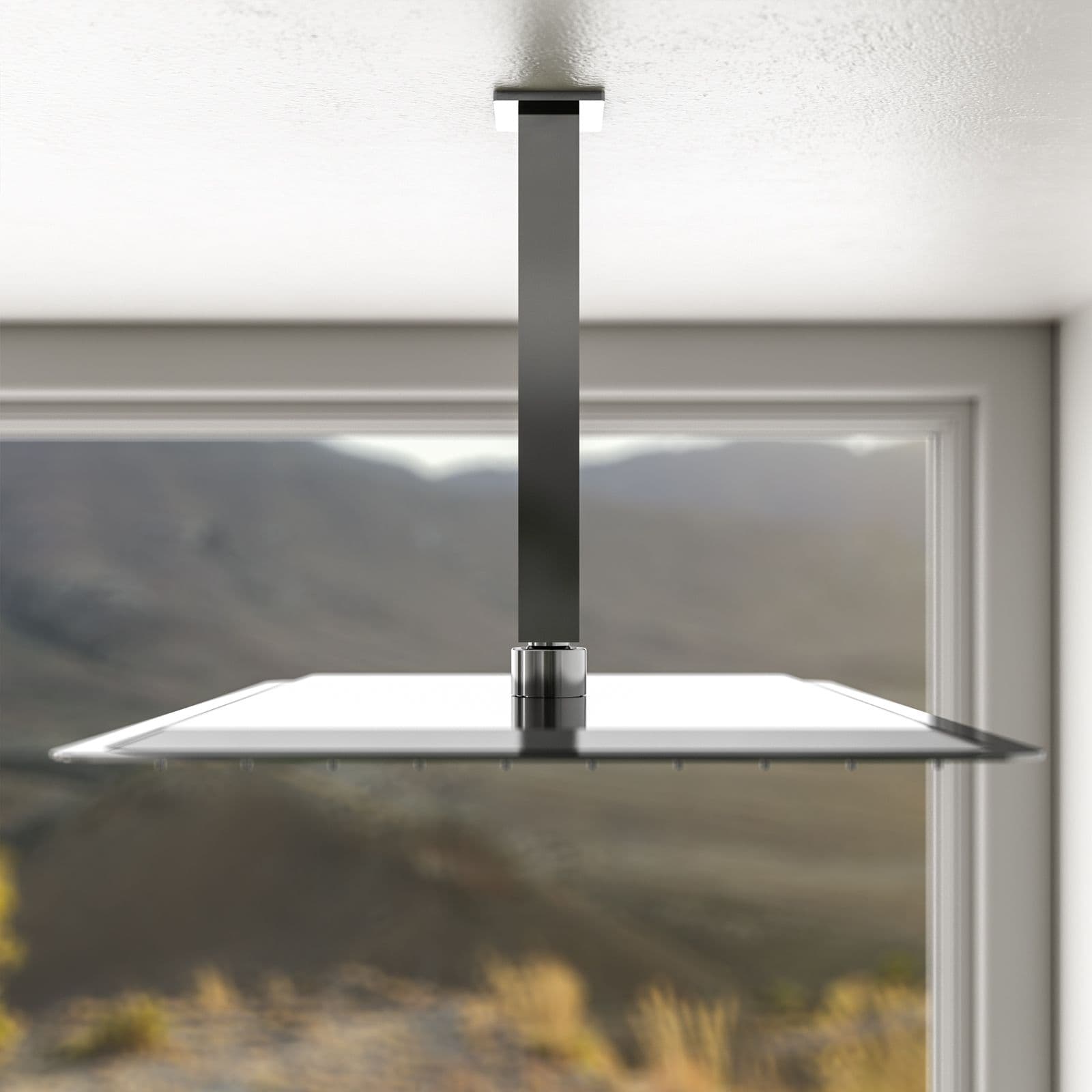 Set incasso doccia con braccio a soffitto 20 cm e soffione 40x30 cm cromo - Tiamat