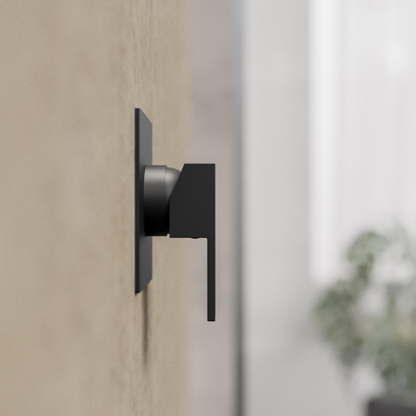 Set incasso doccia con braccio a soffitto 20 cm e soffione 40x30 cm nero – Kyria