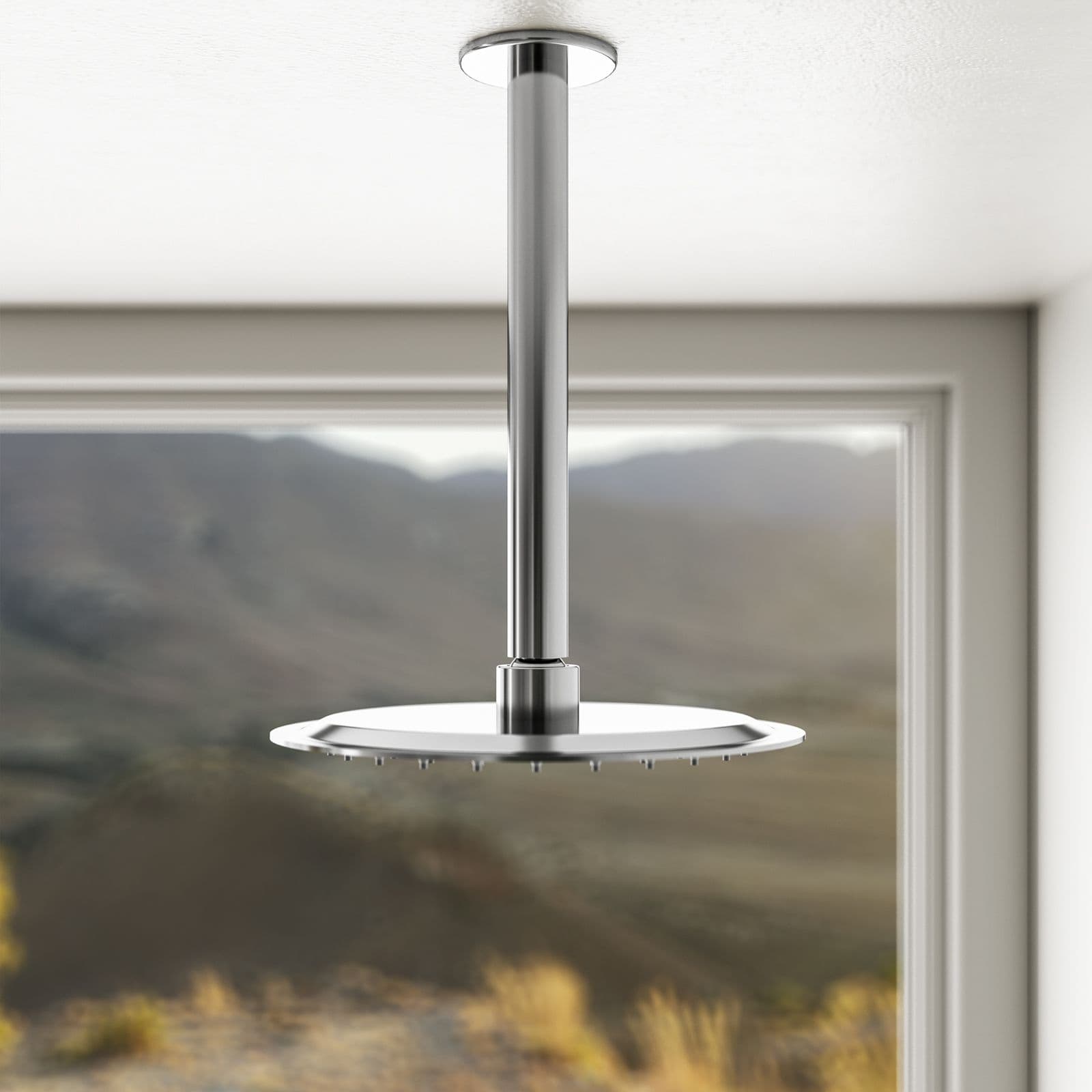 Set incasso doccia con braccio a soffitto 22 cm e soffione 20 cm cromo – Tila