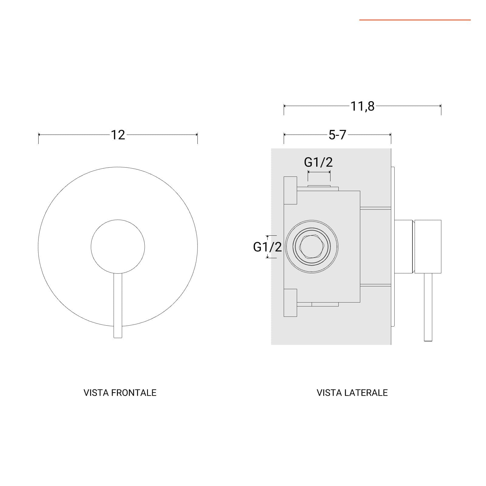 Set incasso doccia con braccio a soffitto 22 cm e soffione 25 cm cromo – Ran