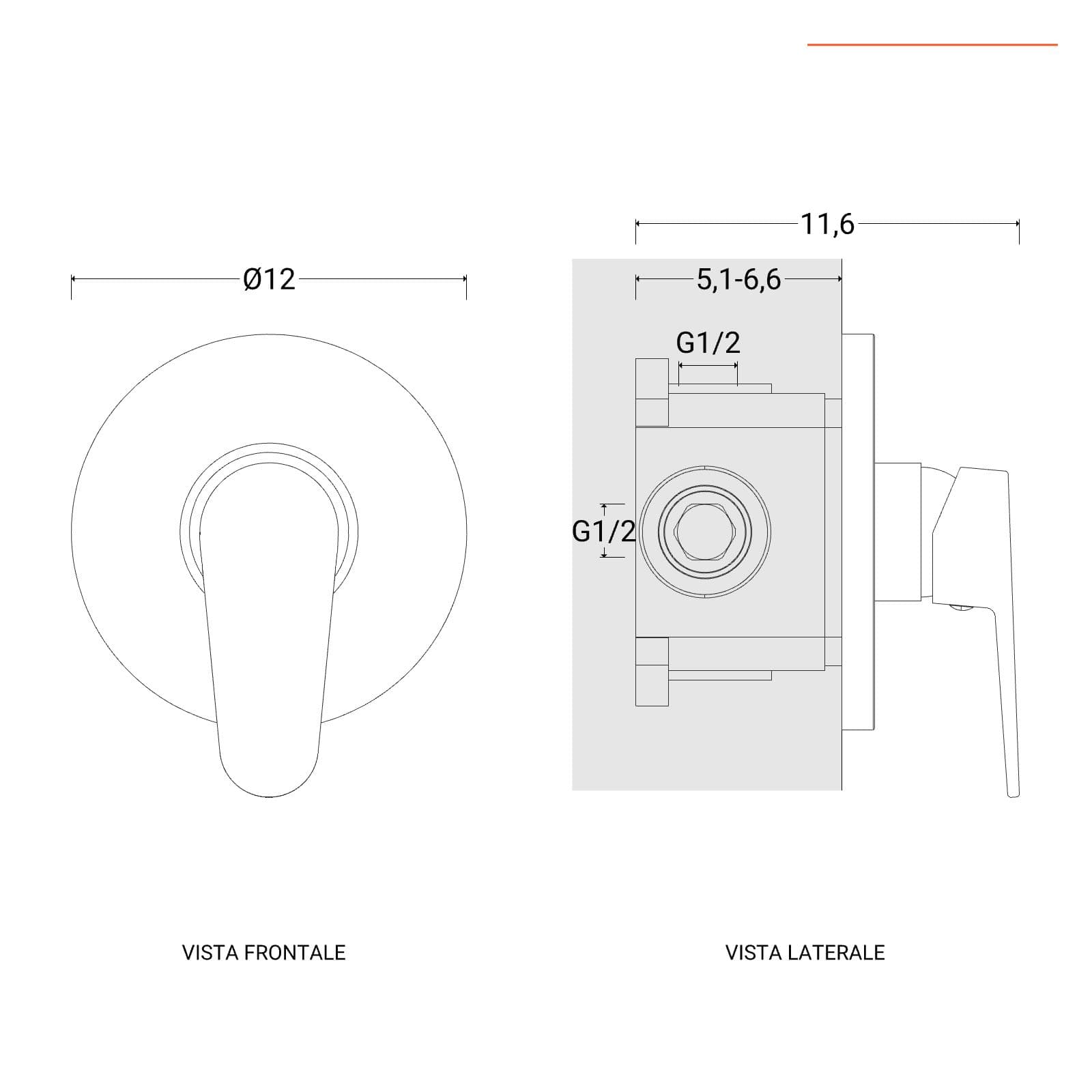 Set incasso doccia con braccio a soffitto 22 cm e soffione 25 cm cromo – Lir