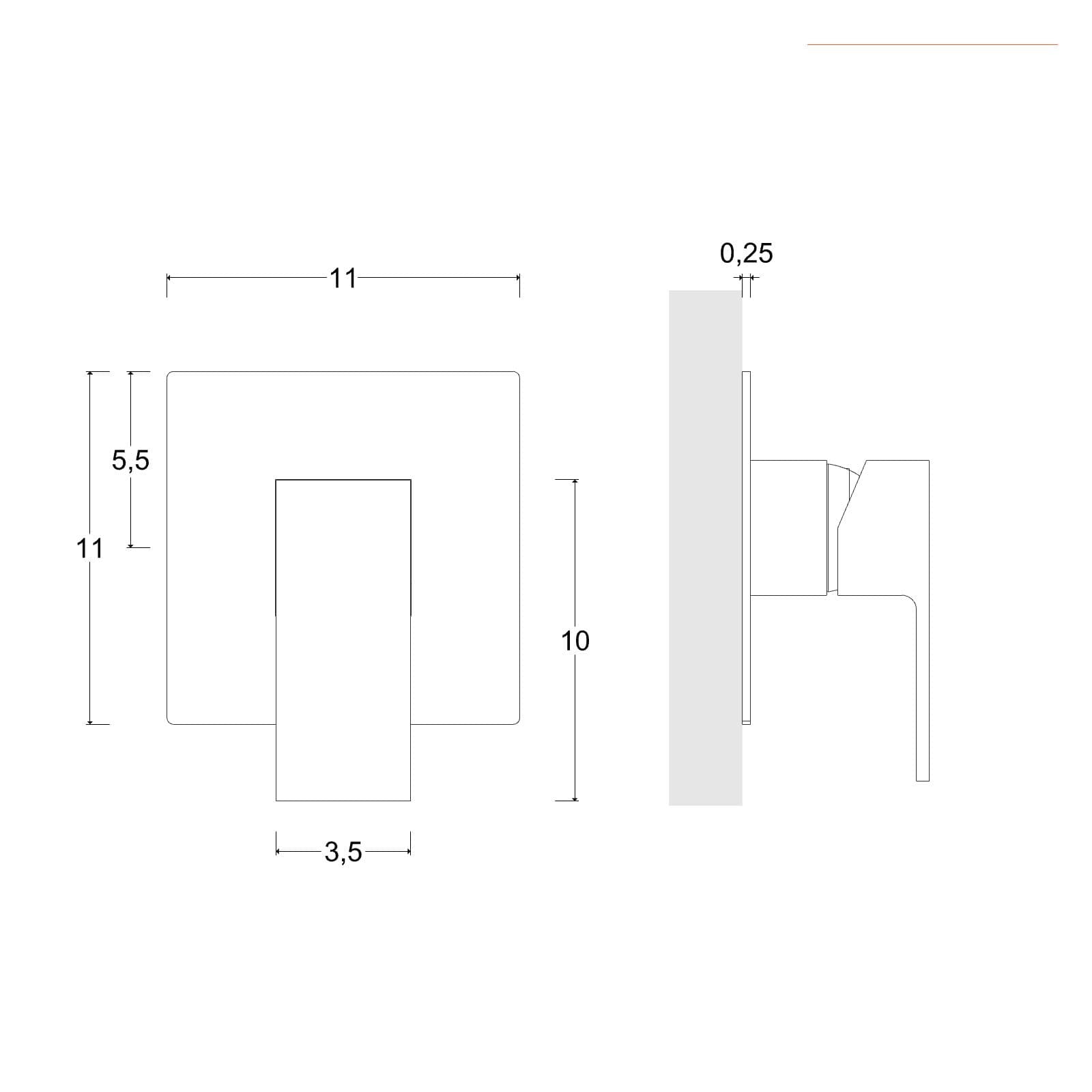 Set incasso doccia con braccio doccia 40 cm e soffione 30x30 cm cromo – Tiamat