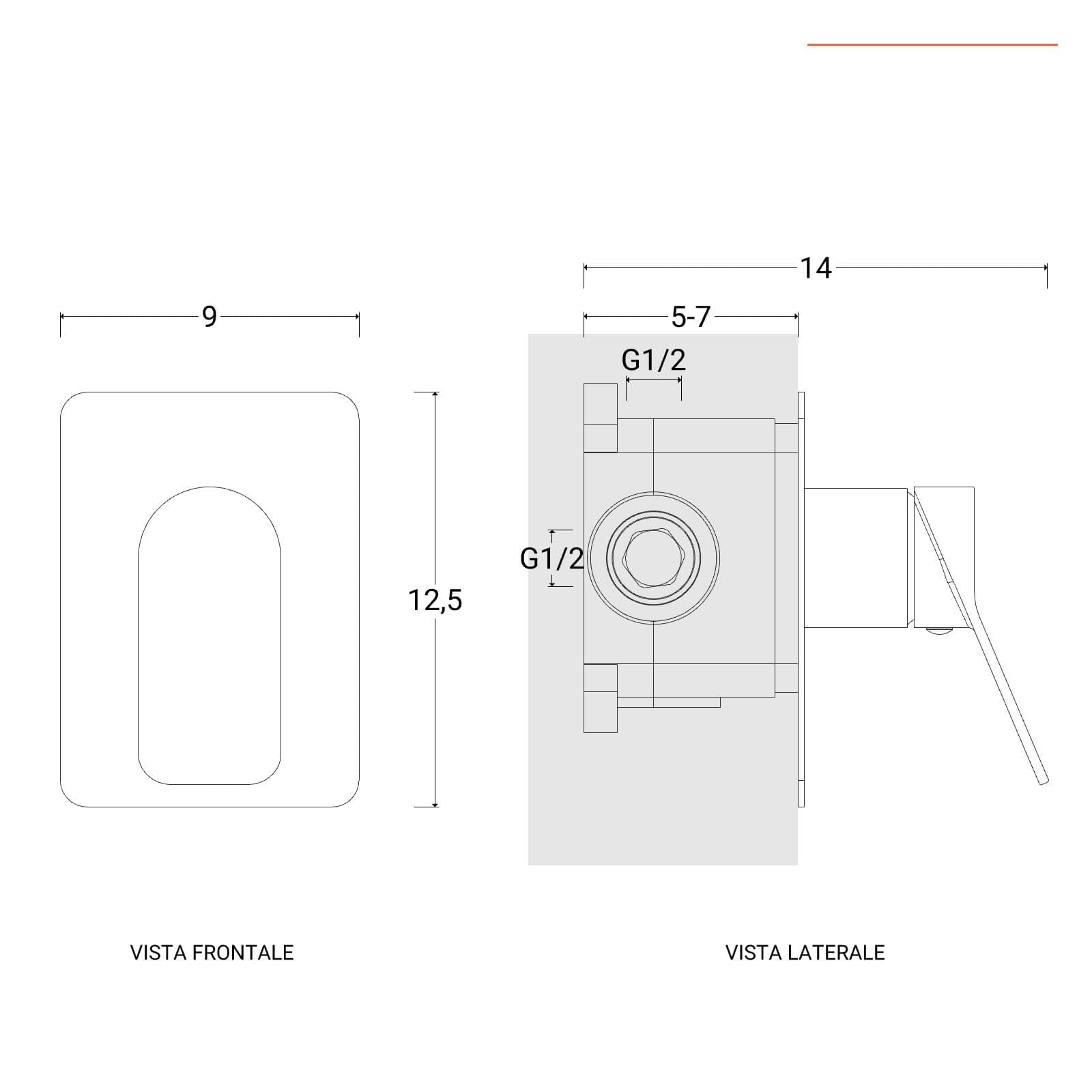 Set incasso doccia con braccio doccia 40 cm e soffione 40x40 cm nero – Wing