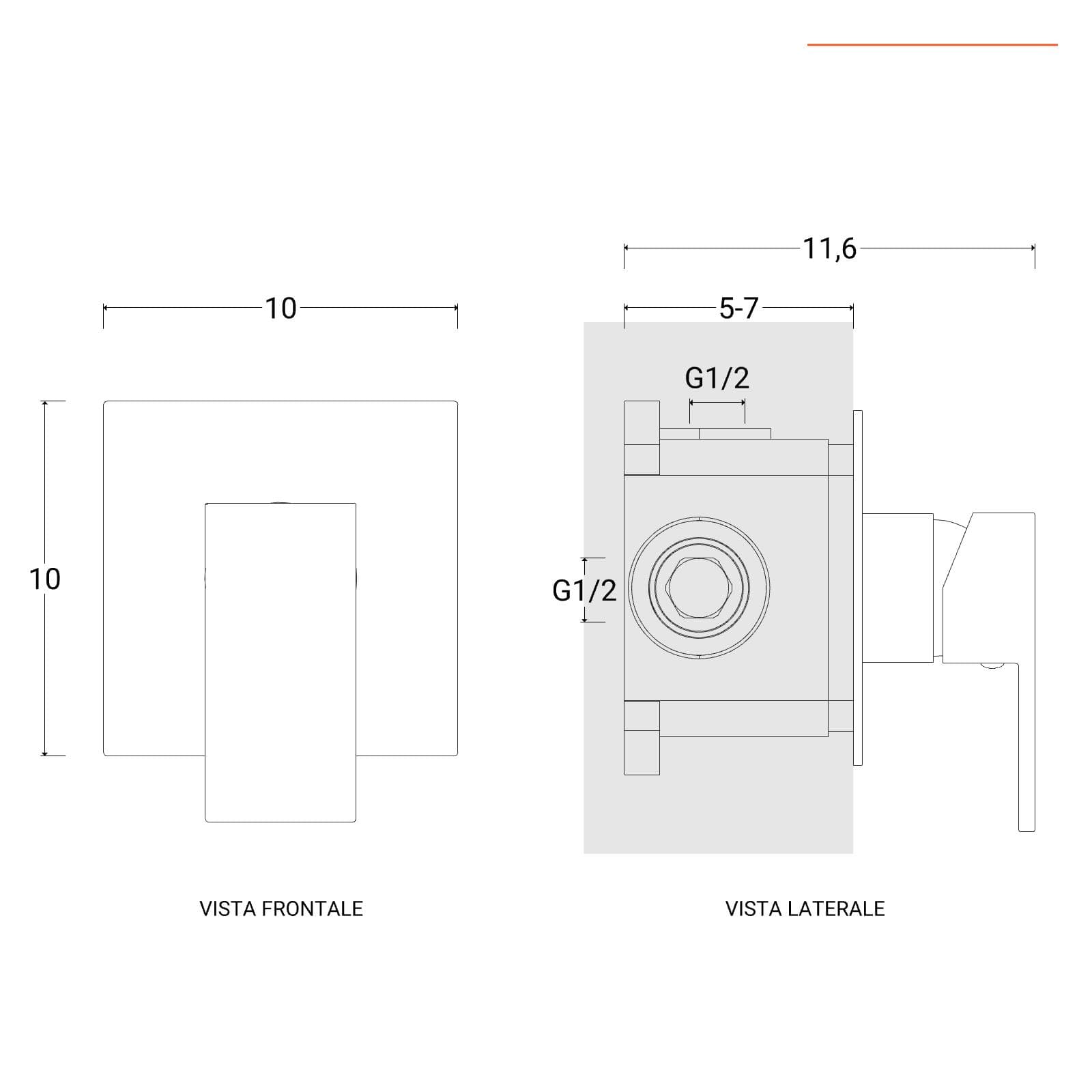 Set incasso doccia con braccio doccia 40 cm e soffione 40x40 cm spazzolato – Kyria