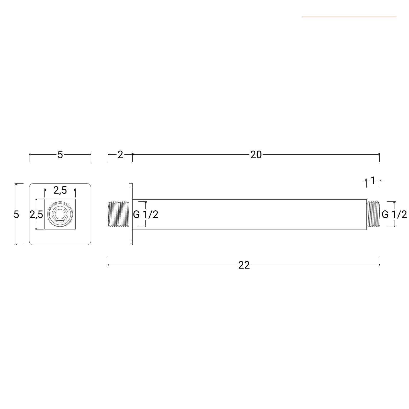 Set incasso doccia con deviatore con braccio a soffitto 20 cm e soffione 30x30 cm cromo – Iota