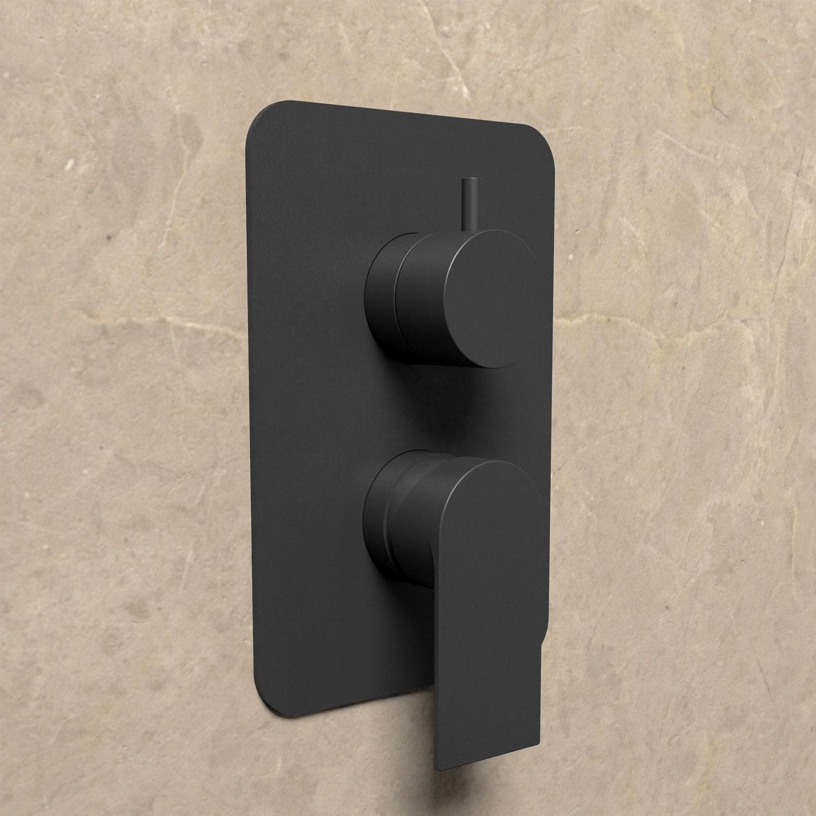 Set incasso doccia con deviatore con braccio doccia 35 cm e soffione 20x20 cm nero – Iota