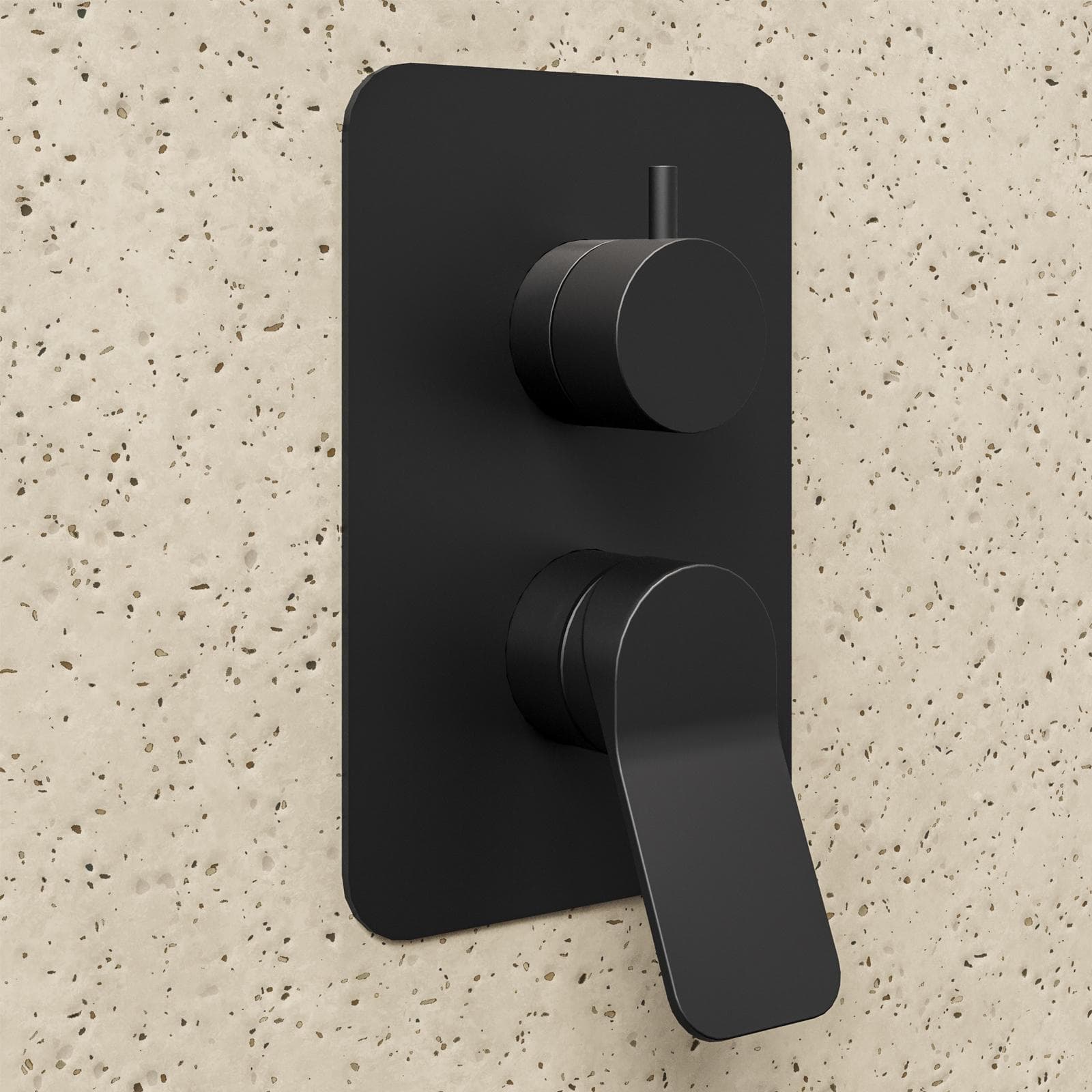 Set incasso doccia con deviatore con braccio doccia 35 cm e soffione 25x15 cm nero – Wing