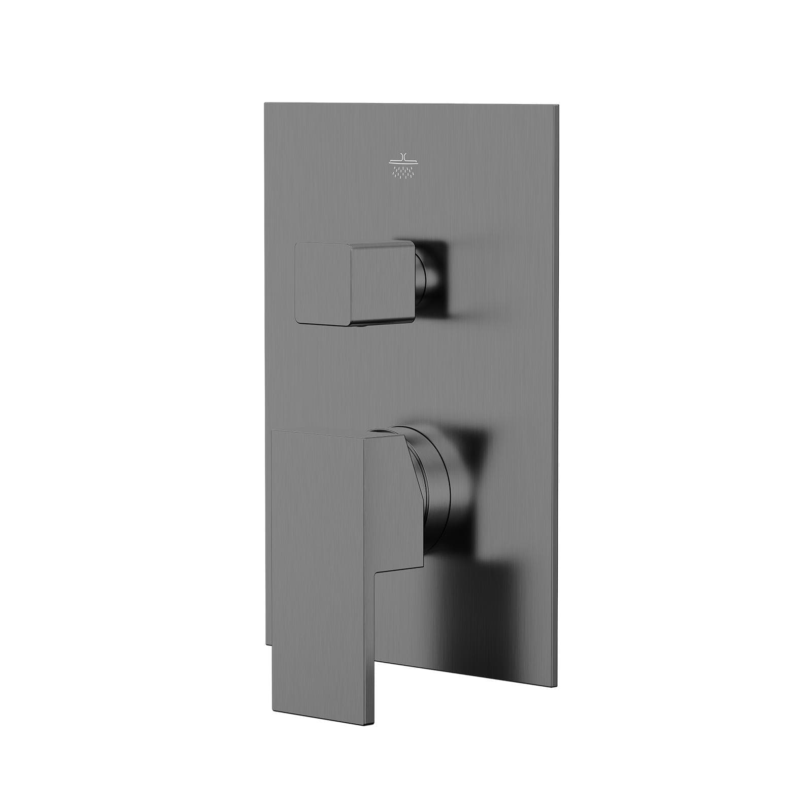 Set incasso doccia con deviatore con braccio doccia 40 cm e soffione 30x30 cm nero spazzolato – Kyria