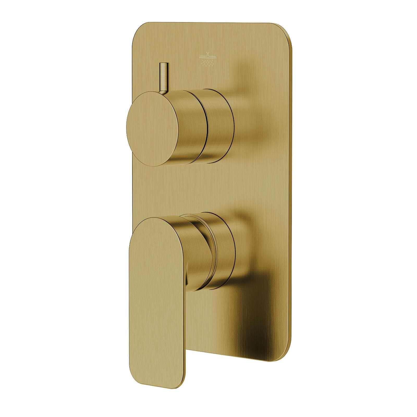 Set incasso doccia con deviatore con braccio doccia 40 cm e soffione 30x30 cm oro spazzolato – Fusion