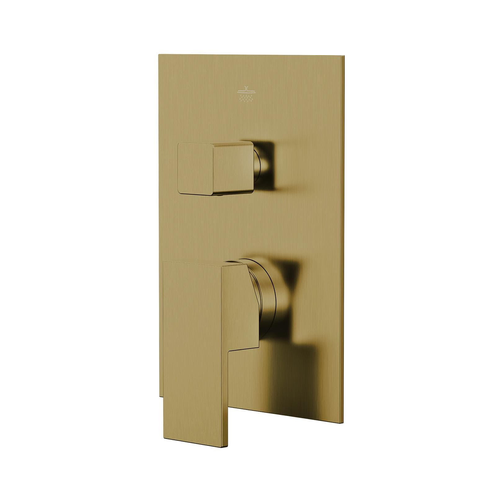 Set incasso doccia con deviatore con braccio doccia 40 cm e soffione 30x30 cm oro spazzolato – Kyria