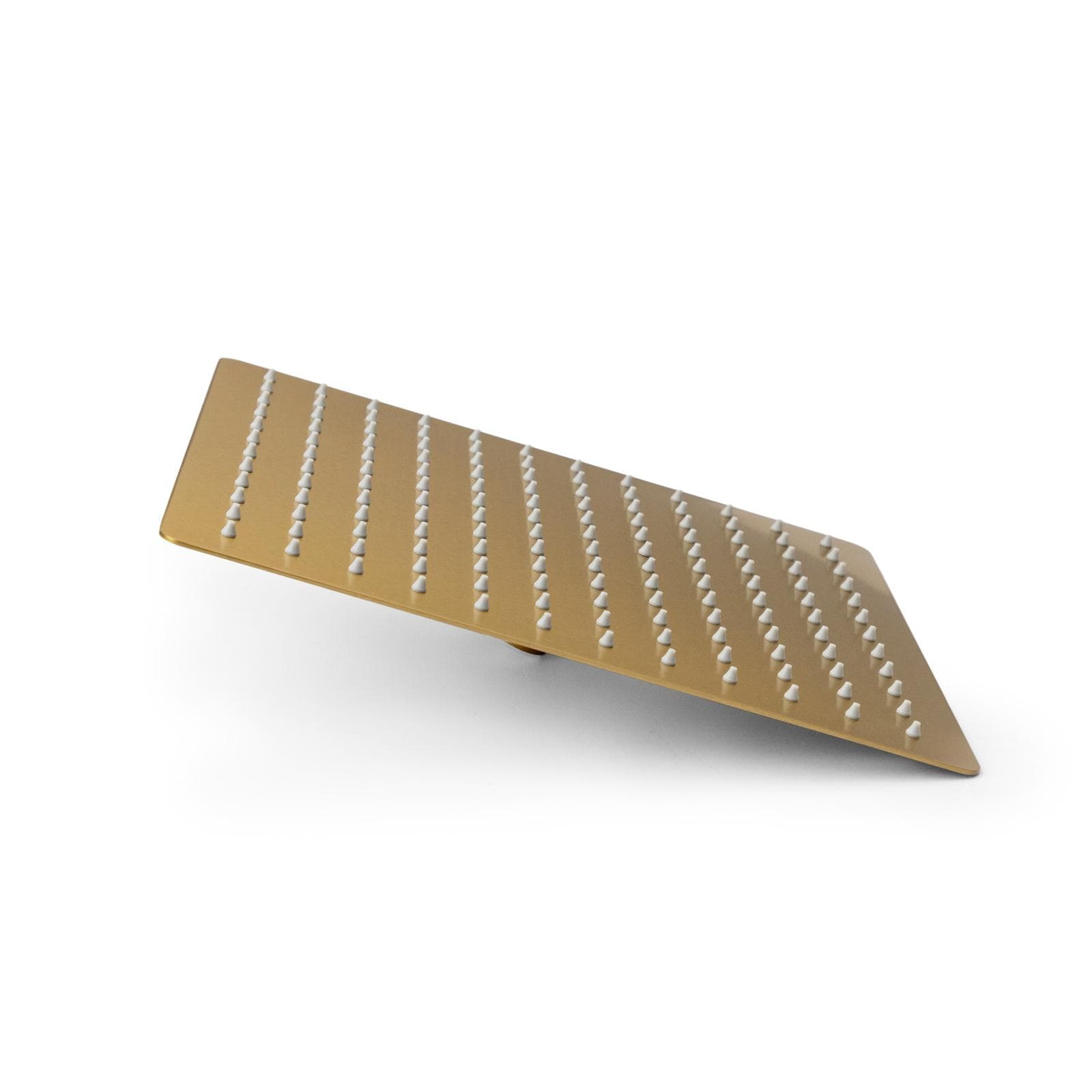 Set incasso doccia con deviatore con braccio doccia 40 cm e soffione 30x30 cm oro spazzolato – Kyria