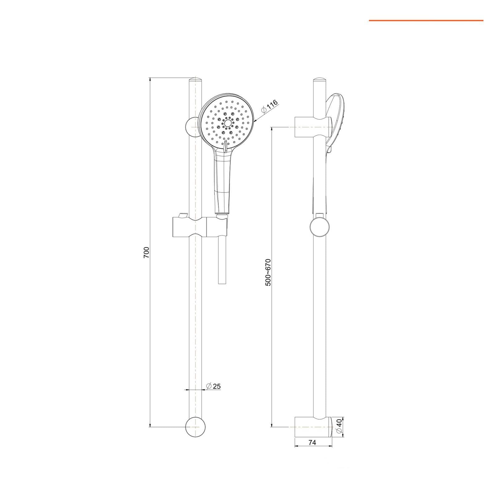 Set incasso doccia con saliscendi e doccino slim multigetto nero opaco - X9 di Jacuzzi Rubinetteria