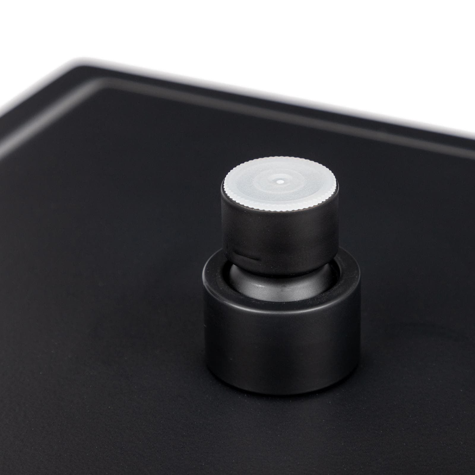 Set incasso doccia termostatico con deviatore con braccio a soffitto 20 cm e soffione 25x25 cm nero – Iota