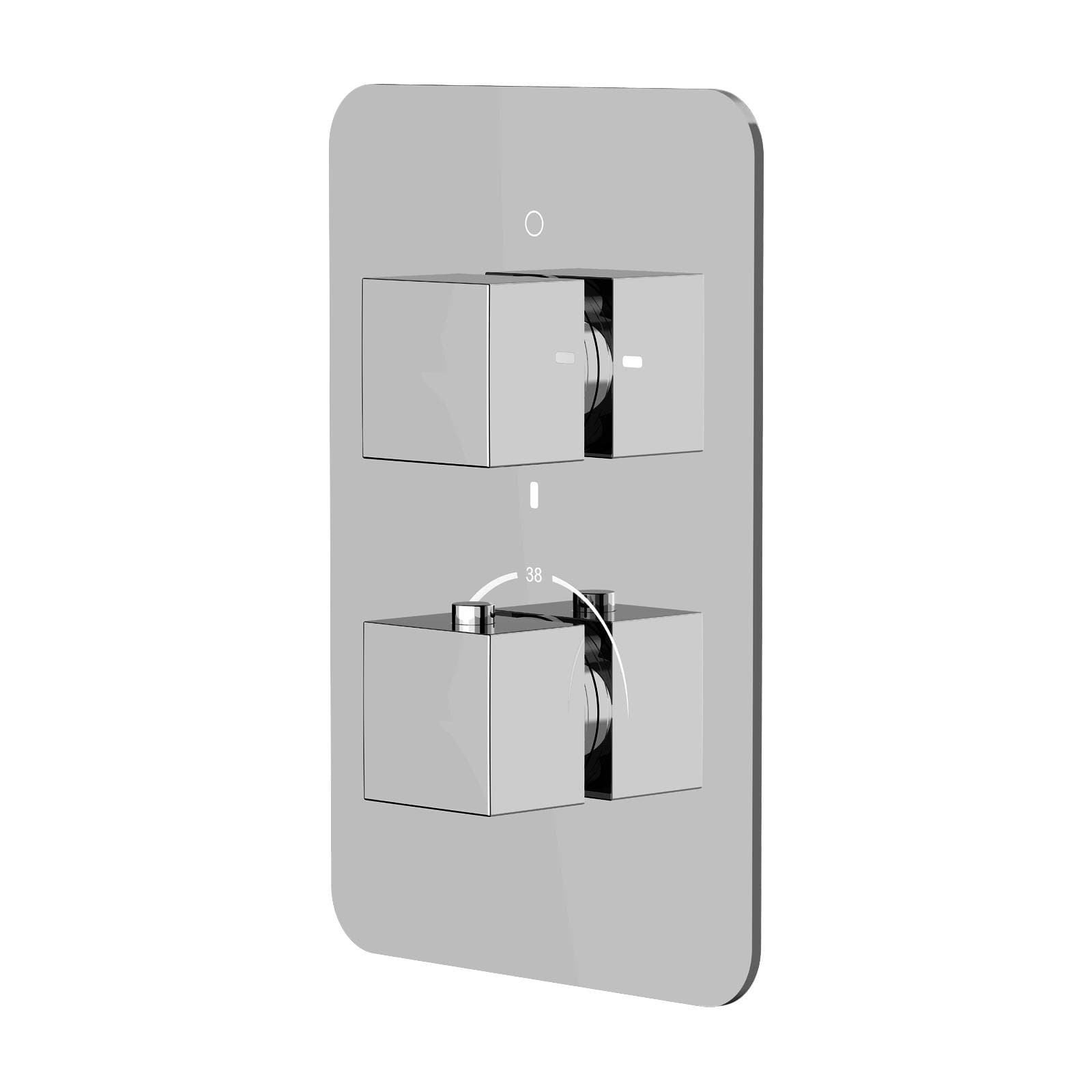 Set incasso doccia termostatico con deviatore con braccio a soffitto 20 cm e soffione 40x30 cm cromo – Wing