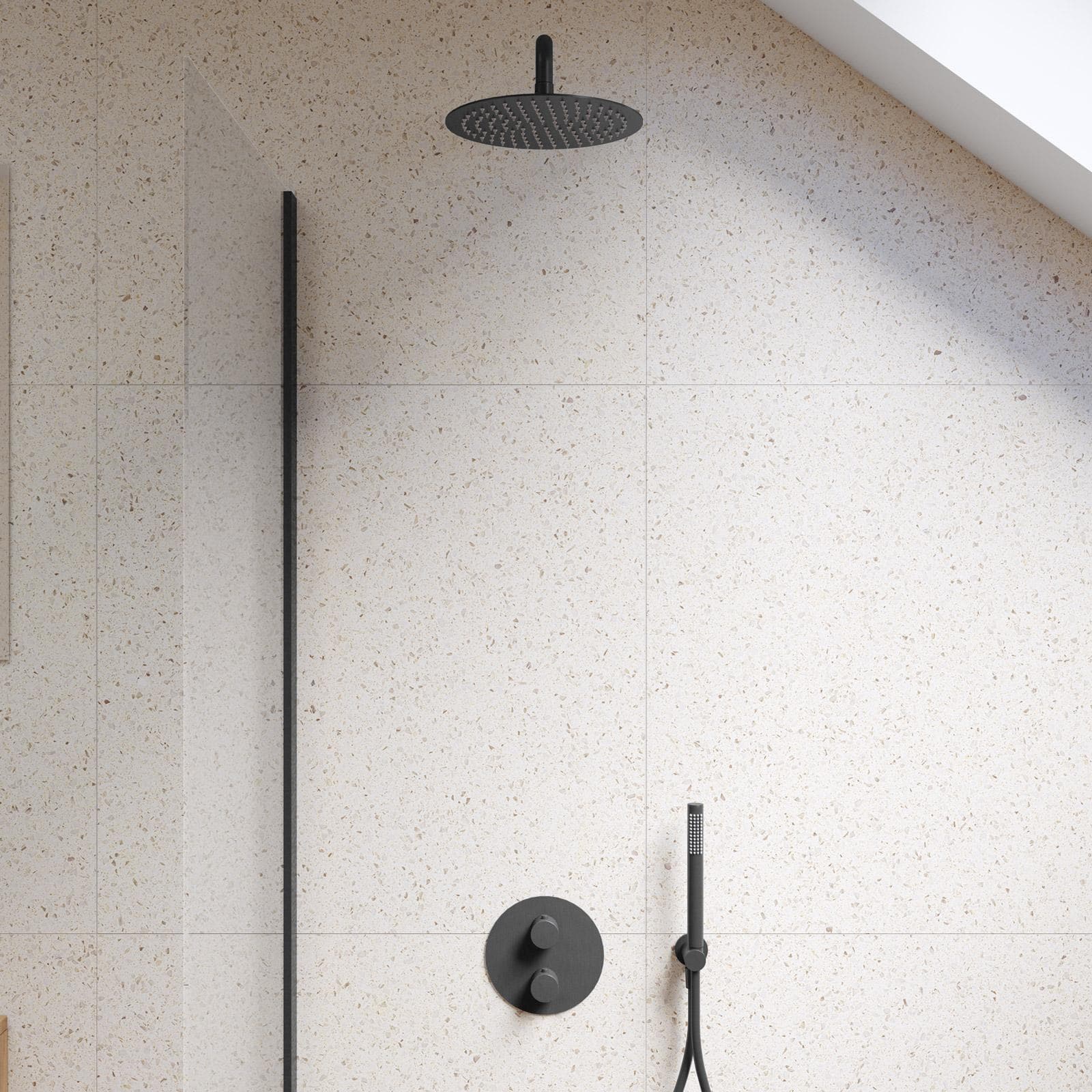 Set incasso doccia termostatico in ottone nero spazzolato anti-impronta - Nocta