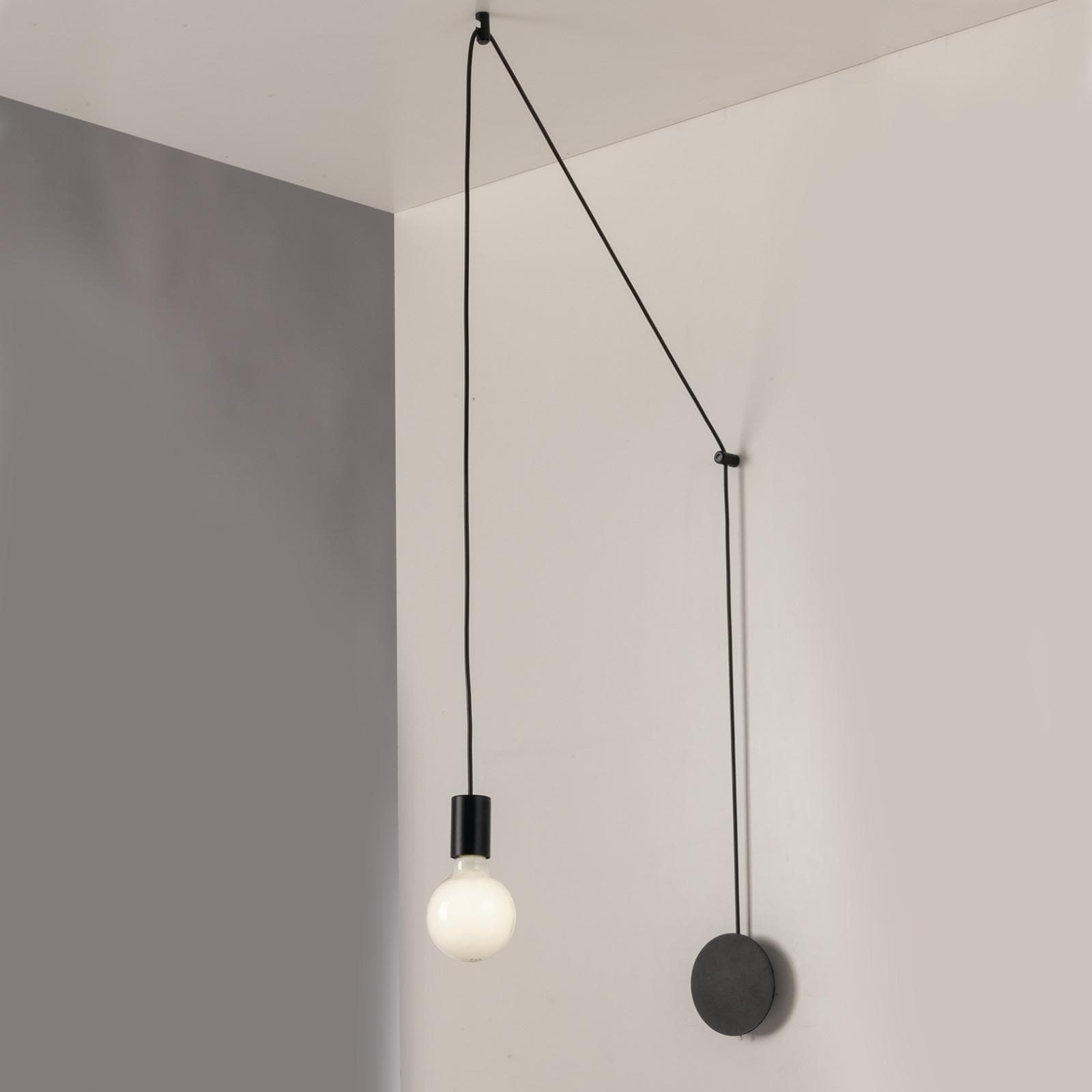 Set lampada a sospensione e 2 applique con 4 deviatori inclusi in metallo nero