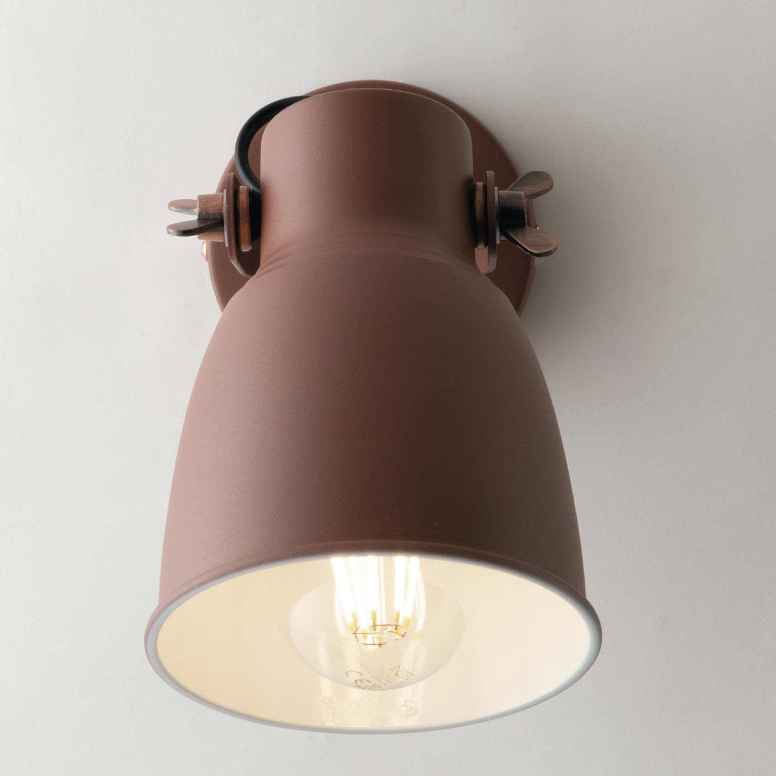 Set lampada a sospensione e 2 applique in metallo marrone