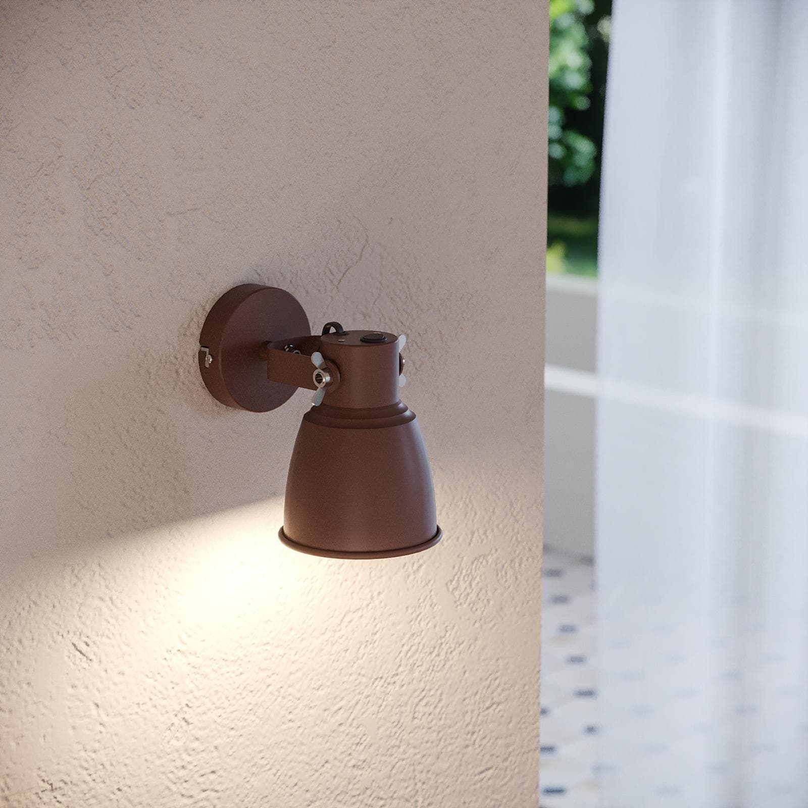 Set lampada a sospensione e 2 applique in metallo marrone