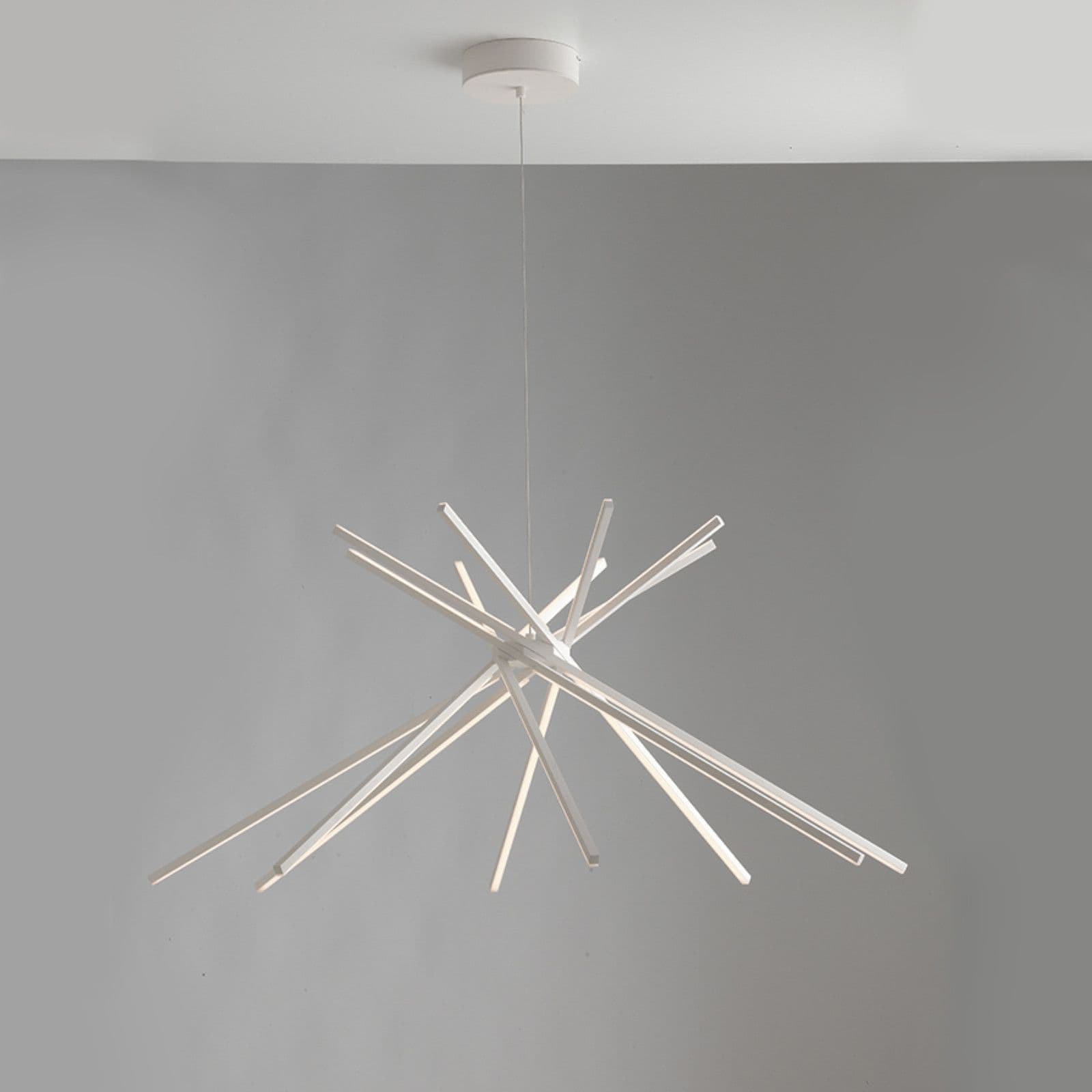 Set lampada da soffitto 160 cm e 2 applique a luce calda in alluminio bianco goffrato