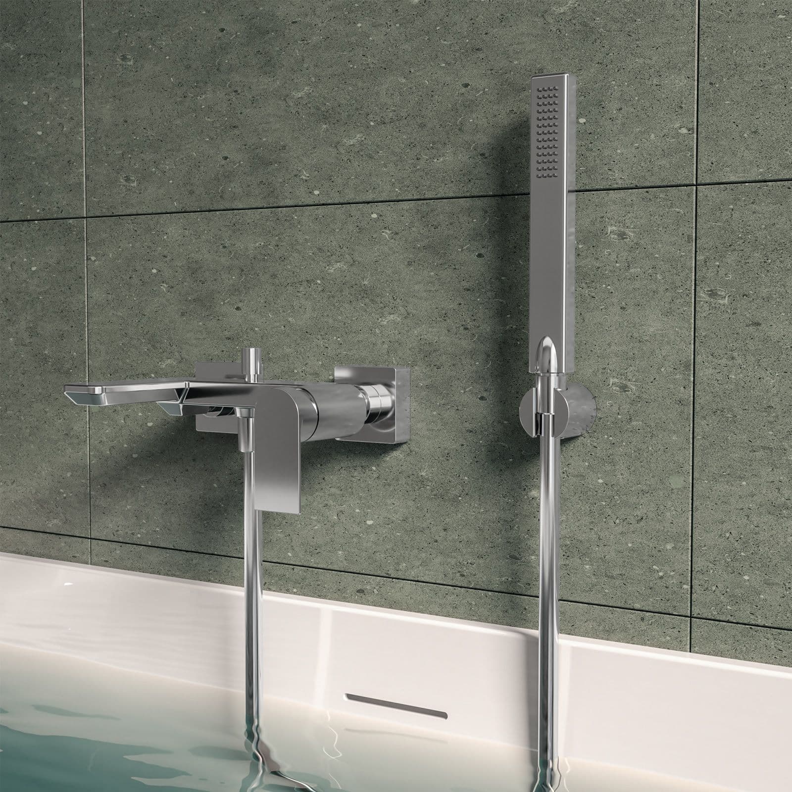 Set miscelatore lavabo a muro canna 20 con piastra e bidet con esterno vasca cromo – Iota