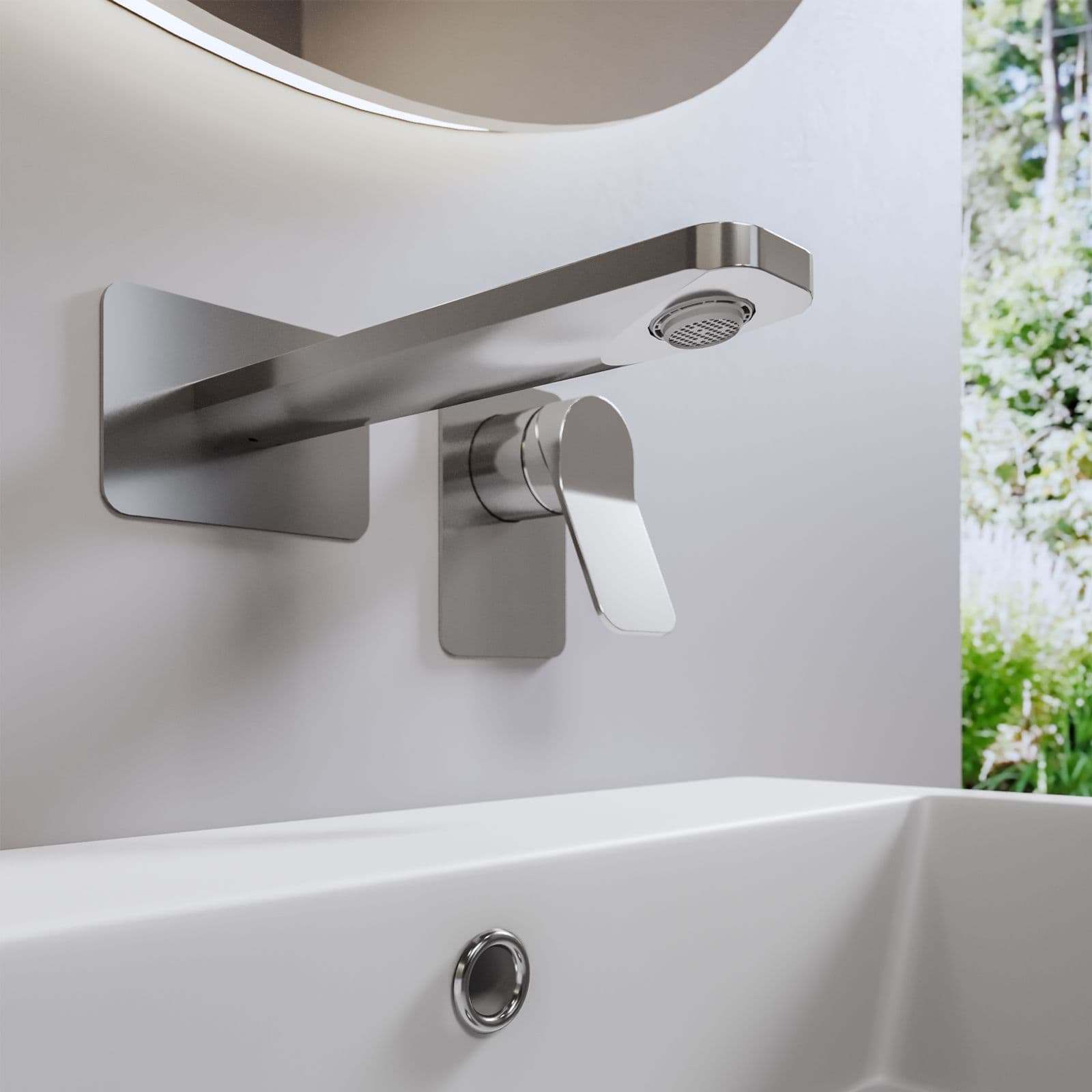 Set miscelatore lavabo a muro canna 20 e bidet con esterno vasca cromo – Wing