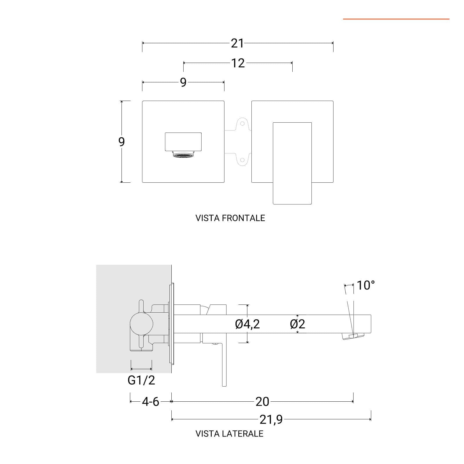 Set miscelatore lavabo a muro canna 20 e bidet con incasso doccia con deviatore nero – Kyria