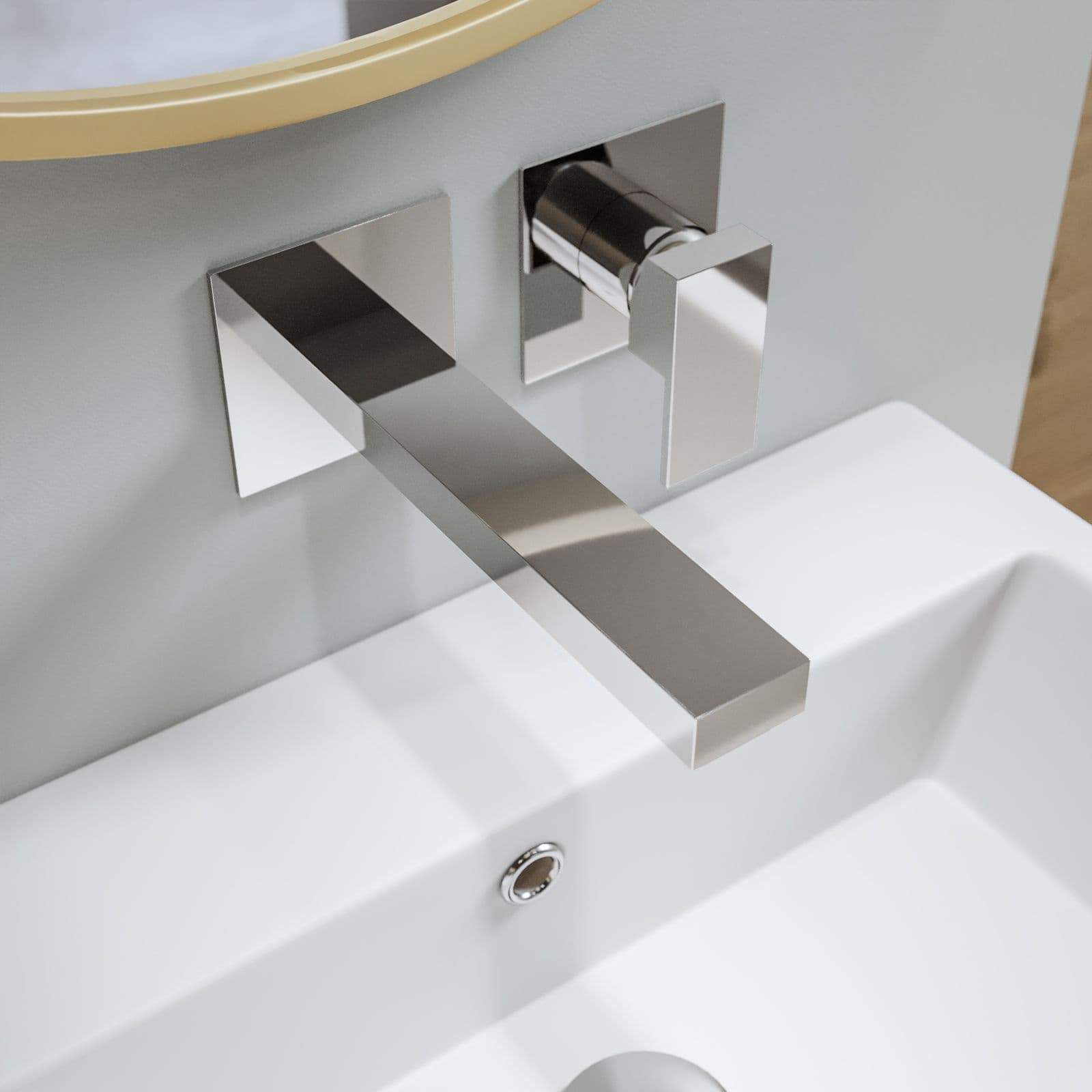 Set miscelatore lavabo a muro canna 20 e bidet con incasso doccia cromo – Kyria