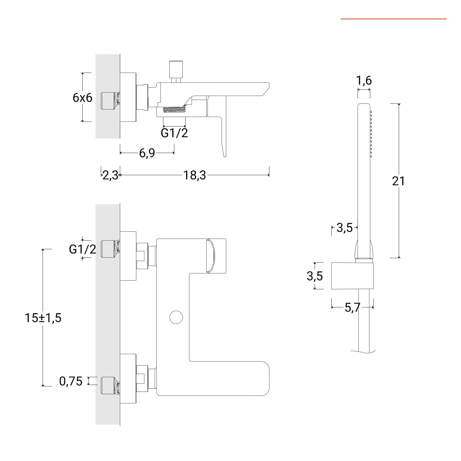 Set miscelatore lavabo a muro canna 25 e bidet con esterno vasca cromo – Iota