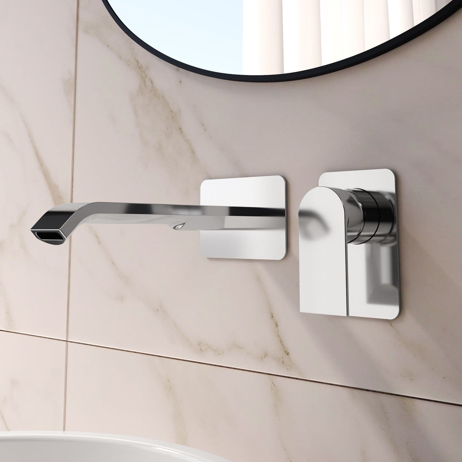 Set miscelatore lavabo a muro canna 25 e bidet con esterno vasca cromo – Iota