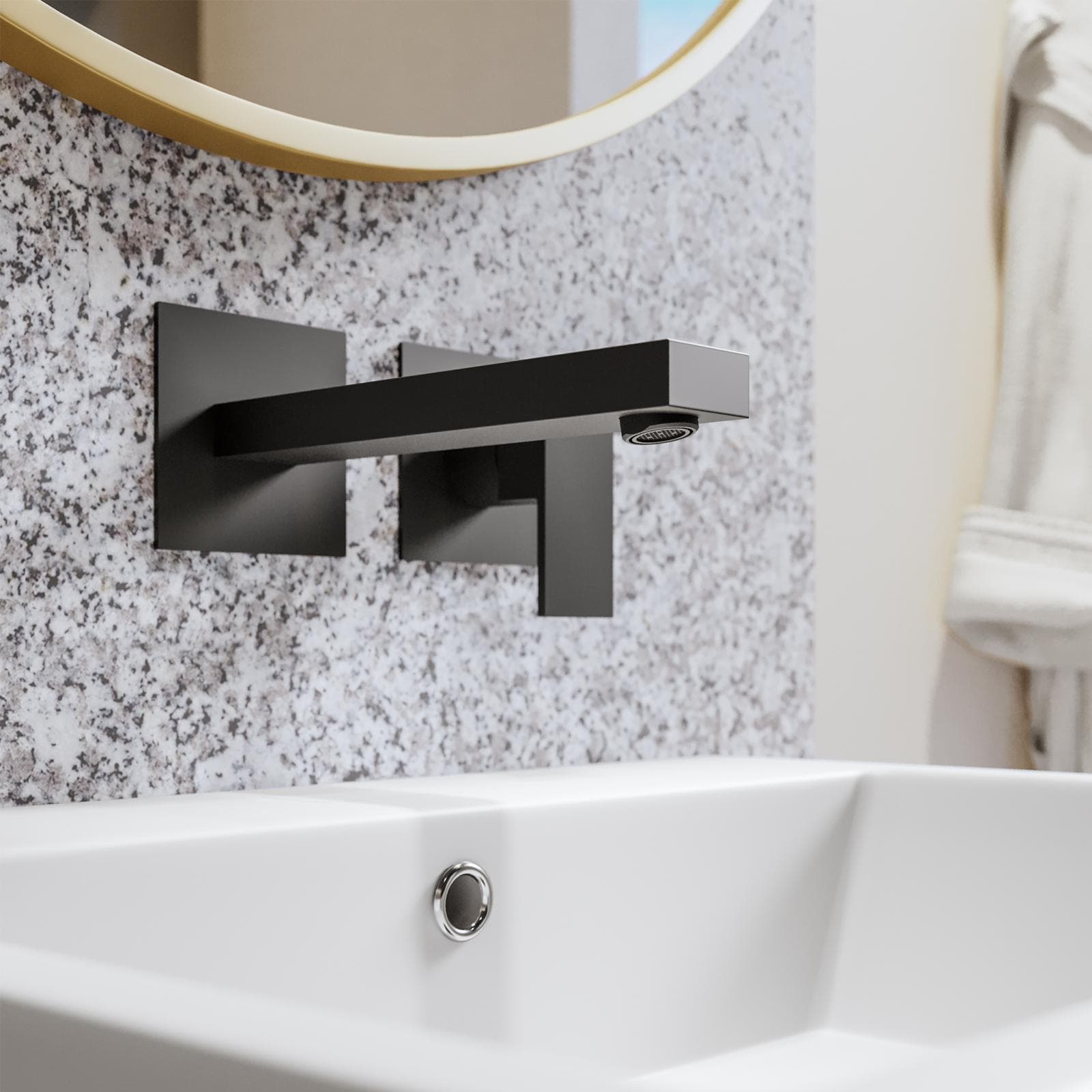 Set miscelatore lavabo a muro canna 25 e bidet nero – Kyria