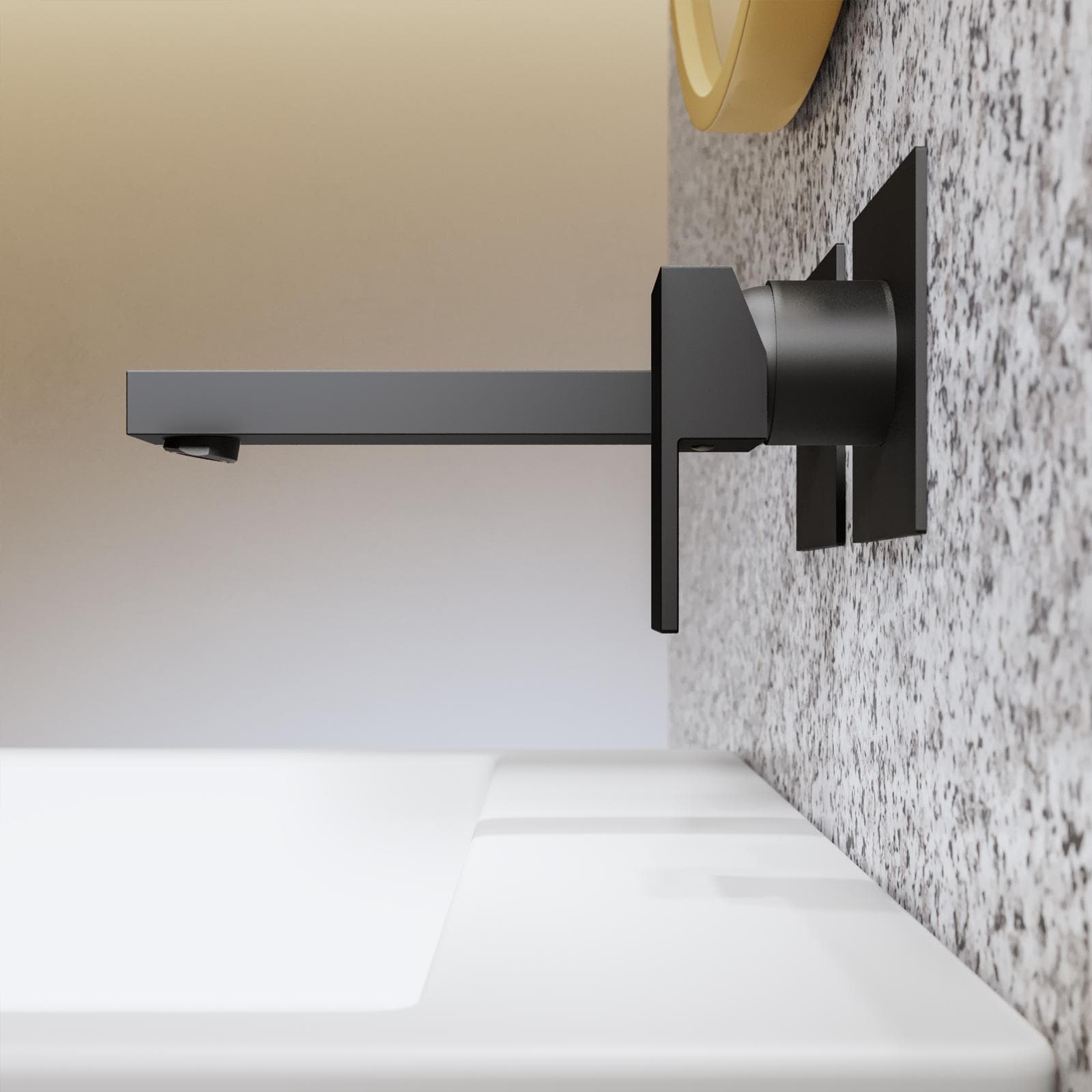 Set miscelatore lavabo a muro canna 25 e bidet nero – Kyria