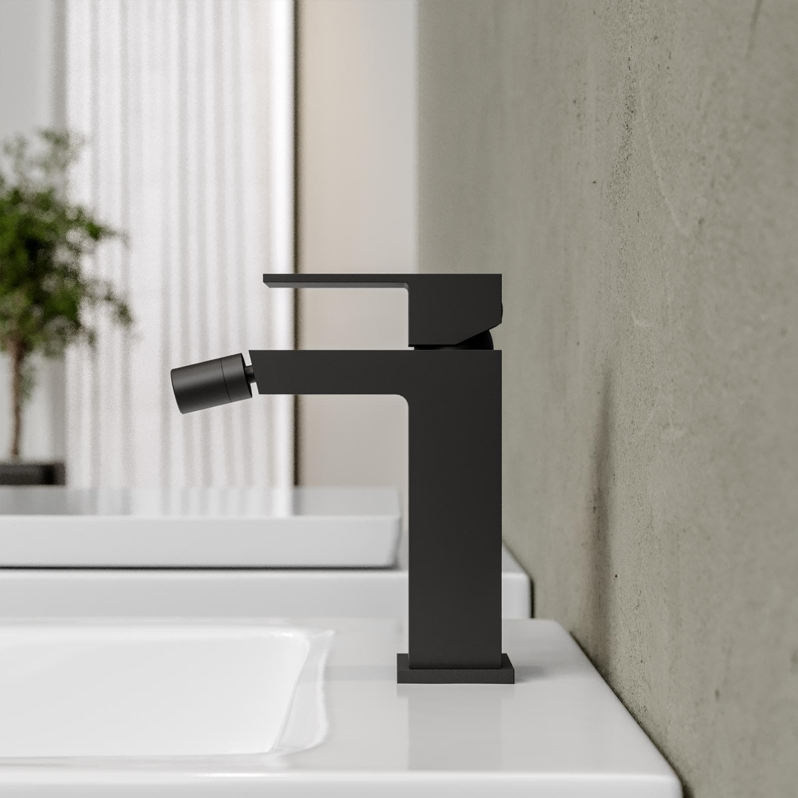 Set miscelatore lavabo a muro canna 25 e bidet nero – Kyria