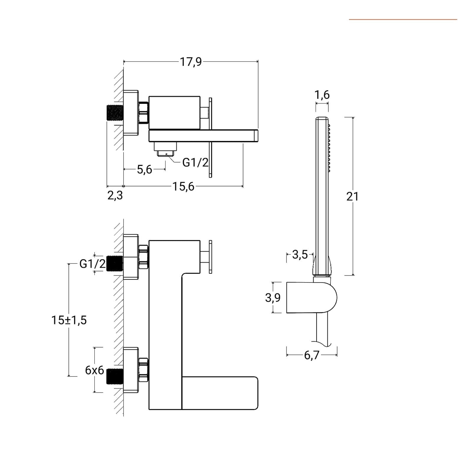 Set lavabo a muro con piastra e bidet con esterno vasca nero opaco - Thano