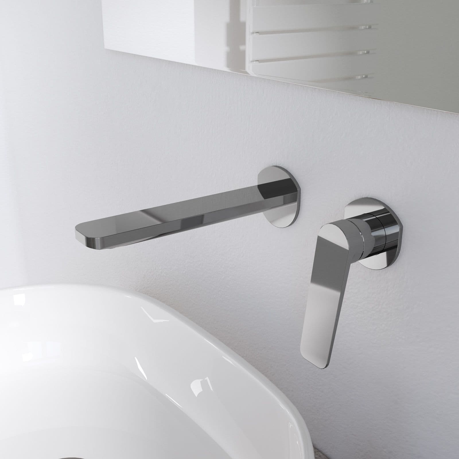 Set lavabo a muro e bidet con incasso doccia in ottone cromo - Nocta