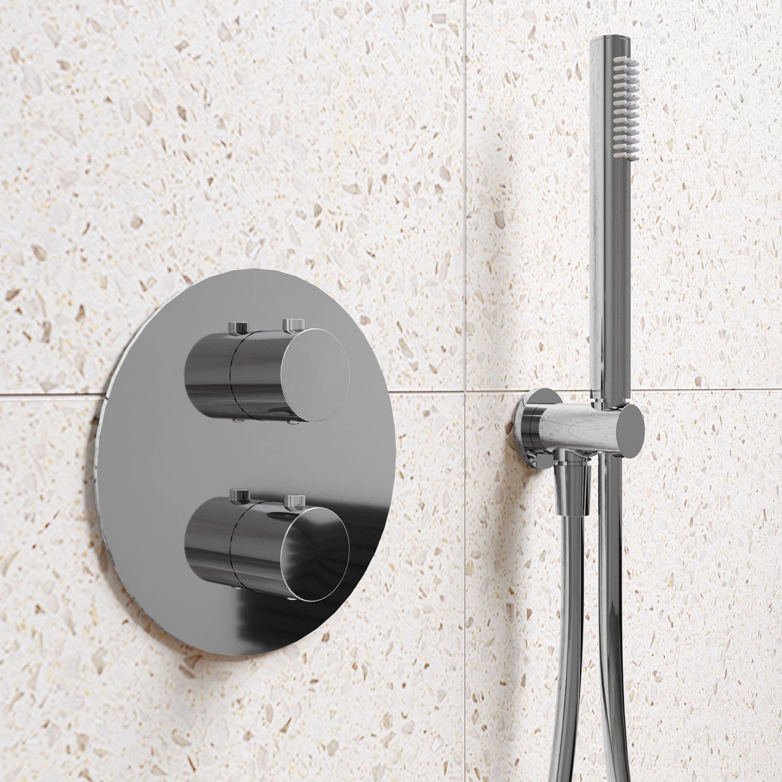 Set lavabo a muro e bidet con incasso doccia termostatico in ottone cromo - Nocta