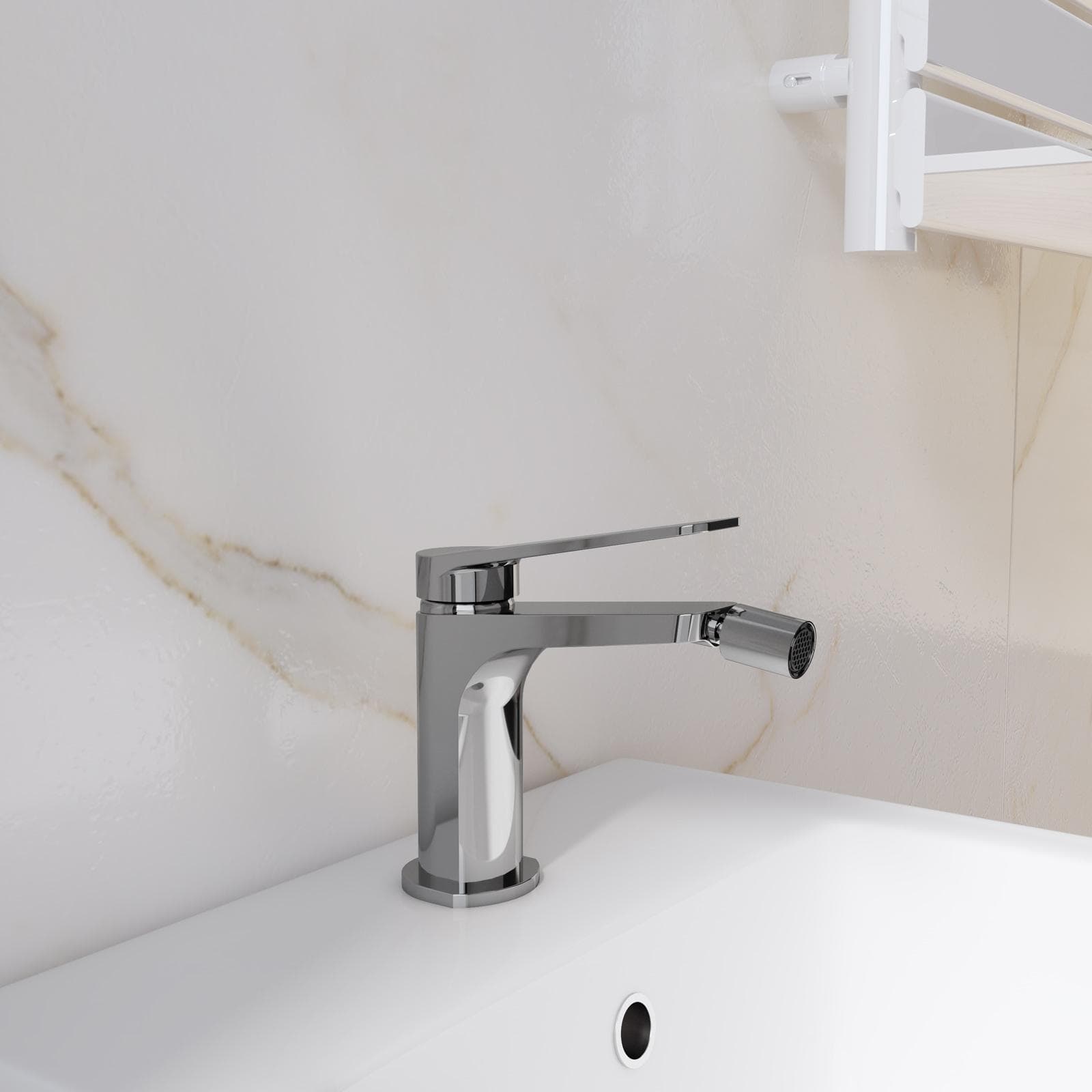 Set lavabo a muro e bidet in ottone cromo - Nocta